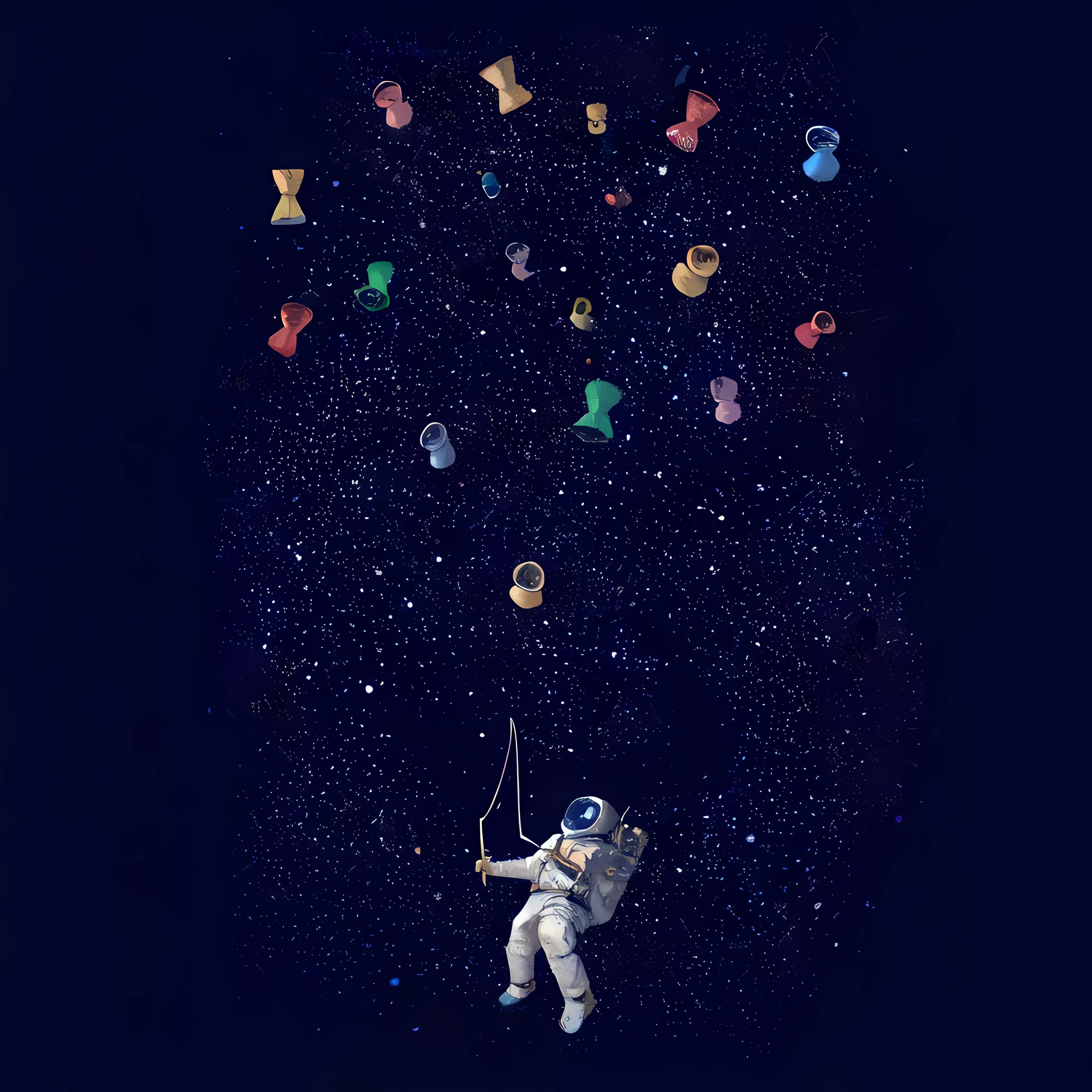 astronaut in space with balloons and stars in the sky, space walk,  astronaut, space walk scene, floats in space, space travel, of space travel, floating in space, space dream, dressed in stars and planets, floating in deep space, floating through space, in space, floating among stars, found in space, floating in outer space, flying in space