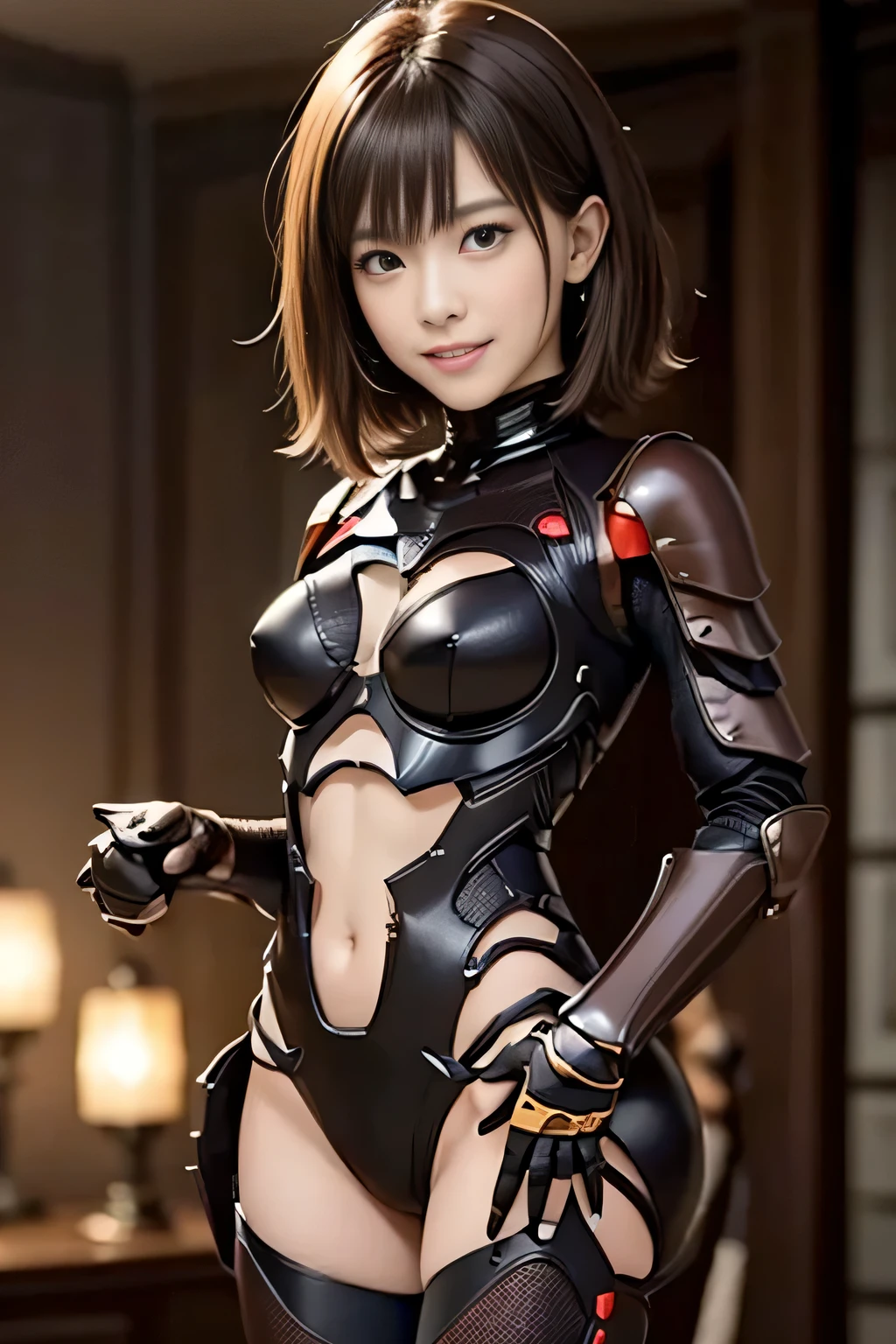 (High resolution,masterpiece,highest quality,Very detailed CG, anime, official art:1.4), realistic, photograph, amazing detail, everything is complicated, shiny and glossy,Amazing number of layers, 8K wallpaper, 3D, sketch, cute, figure,( alone:1.4), perfect female proportions,villain&#39;s daughter, (Fusion of dark brown cockroach and lady:1.4), (brown cockroach woman:1.2), (brown cockroach woman:1.2), (Fusion:1.2), (alone:1.4), (evil smile:1.2), muscular, abs, (Cockroach brown exoskeleton bio insect suit:1.4), (Cockroach brown exoskeleton bio insect armor:1.2), (brown transparent cockroach feathers:1.4), (Antennae of brown cockroaches:1.3),