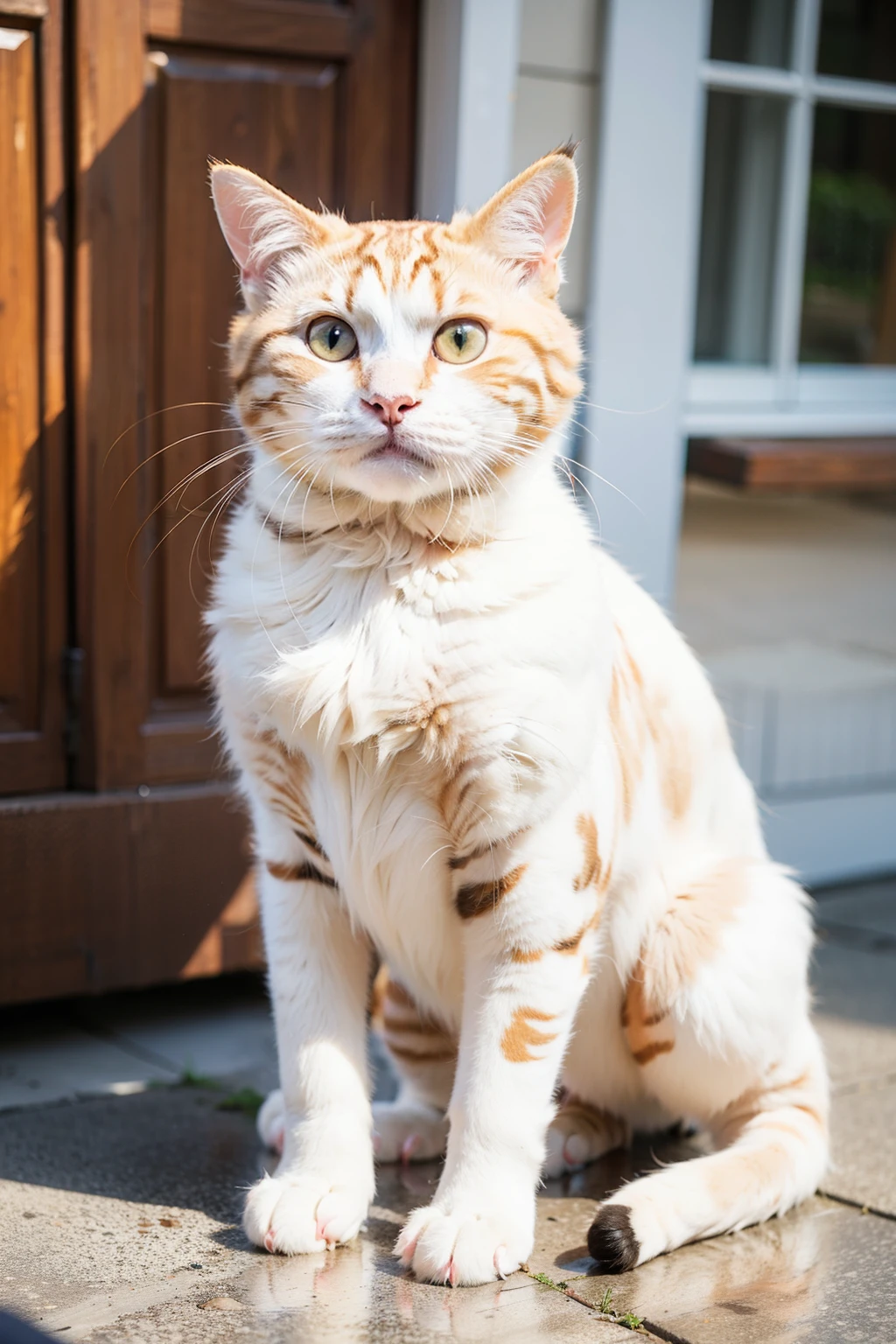 a beautiful garfield cat,white , wearing nice clothes
