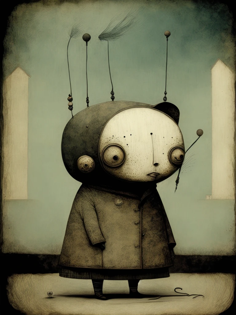 retro:1.3, Gabriel Pacheco style:1.4, boy sitting in a park:1.3, reflecting:1.3, environment in earthy and cyan colors, punk, thoughtful, old cars in the background:1.3、retro lighting, ((Imaginative scene)), (( highly detailed: 1.4), (( Masterpiece )), (  Hyper-detailed and beautiful: 1.3), ( Photorealistic: 1.4), 8k.