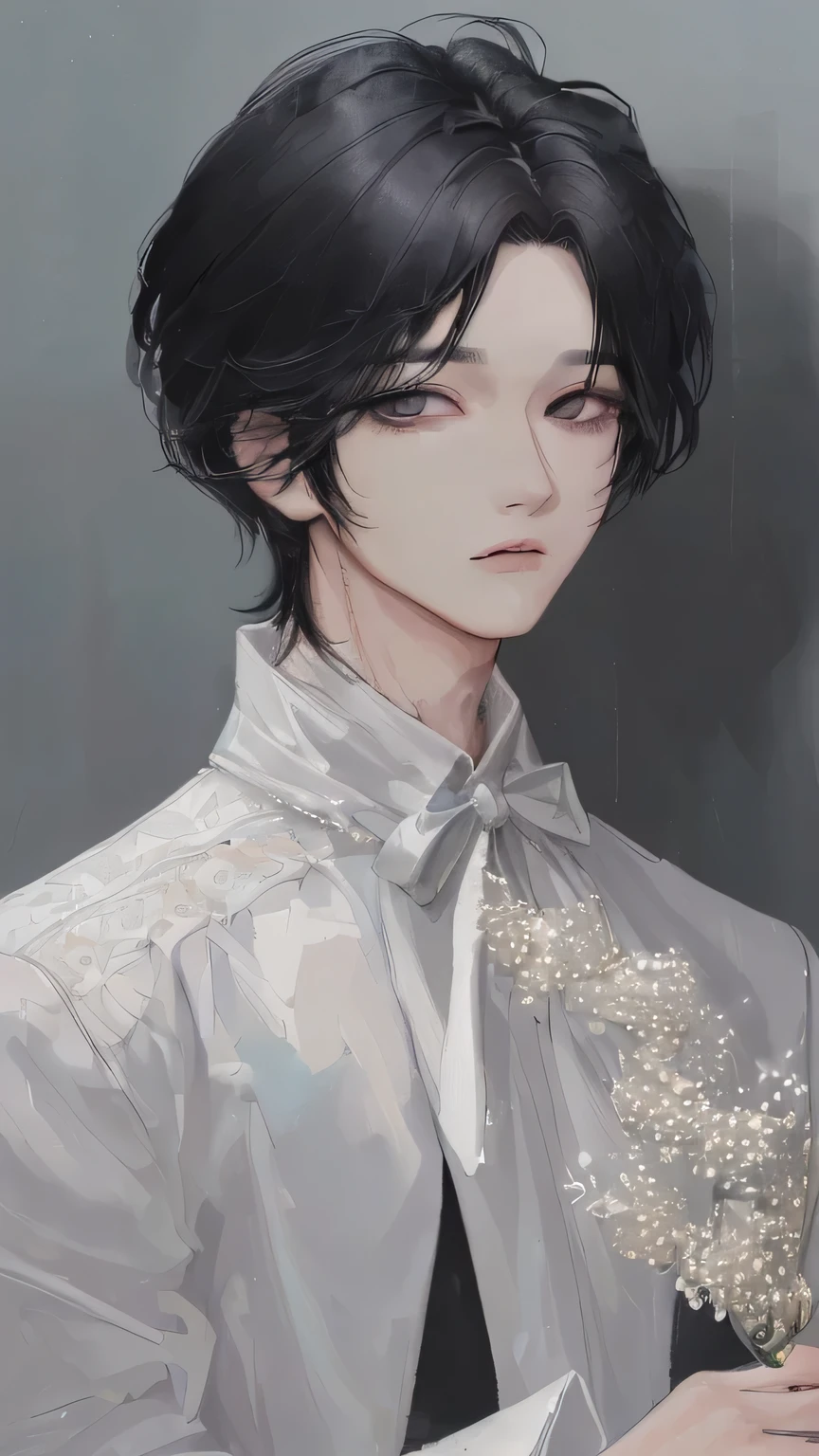 (work: 1.2, best quality), (real picture, intricate details), 1 man, soft painting, facing the viewer, K-pop idol, clear eyes, dark black hair, best visual.