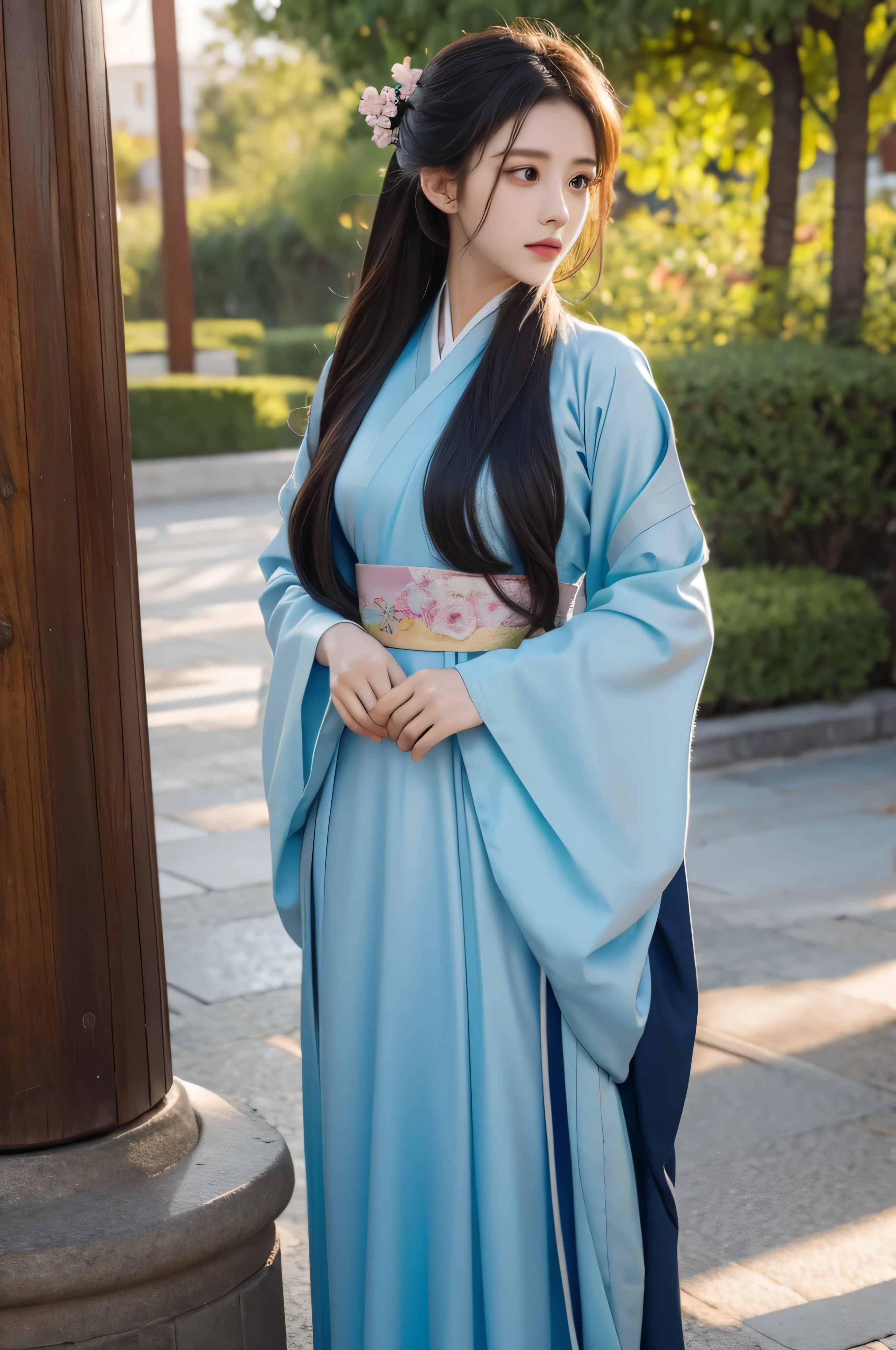 Fair, masterpiece, best quality, extremely detailed face,1 girl, alone，wrap your chest，hanfu