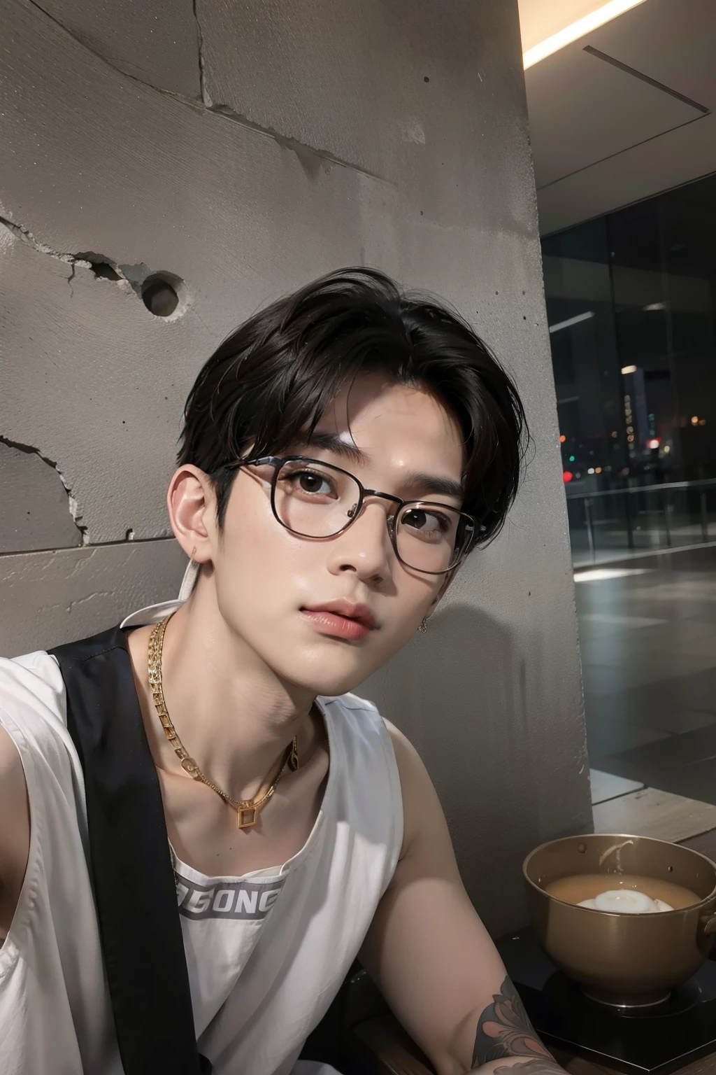 arafed asian man with glasses and a white shirt sitting in front of a wall, with glasses, Jinyoung Shin, homem sul-coreano, profile picture with headshot, Hong junho hyung, 27 anos de idade, Yanjun Chengt, Jung Jaehyun, cai xukun, taejune kim, 28 anos de idade, 29 anos, hyung tae, jaeyeon nam