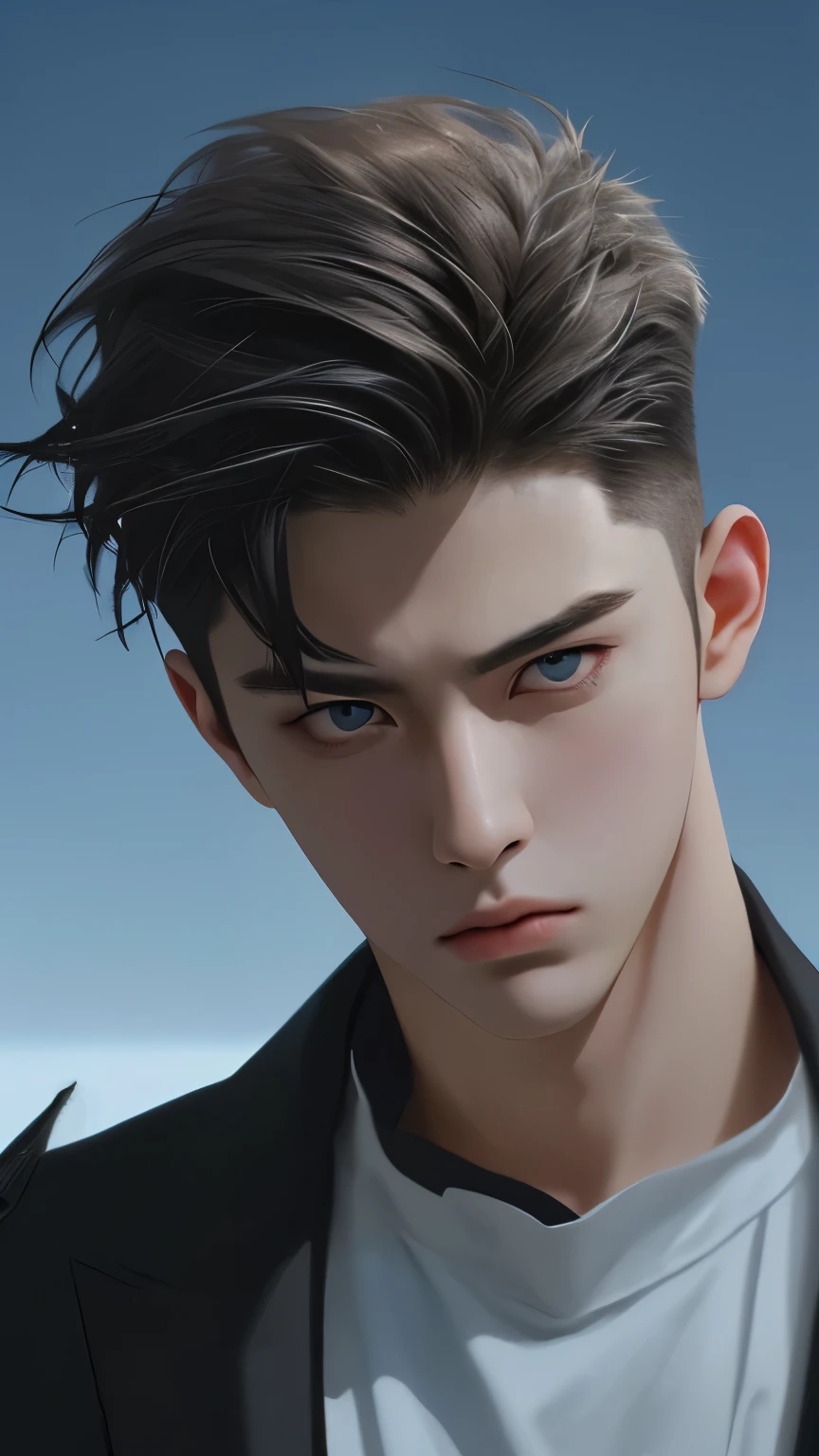 best quality, 1boy about 24 year-old, handsome, cool boy, cold gaze, sharp focus, realistic style, dynamic composition, confident attitude, cinematic vibes,