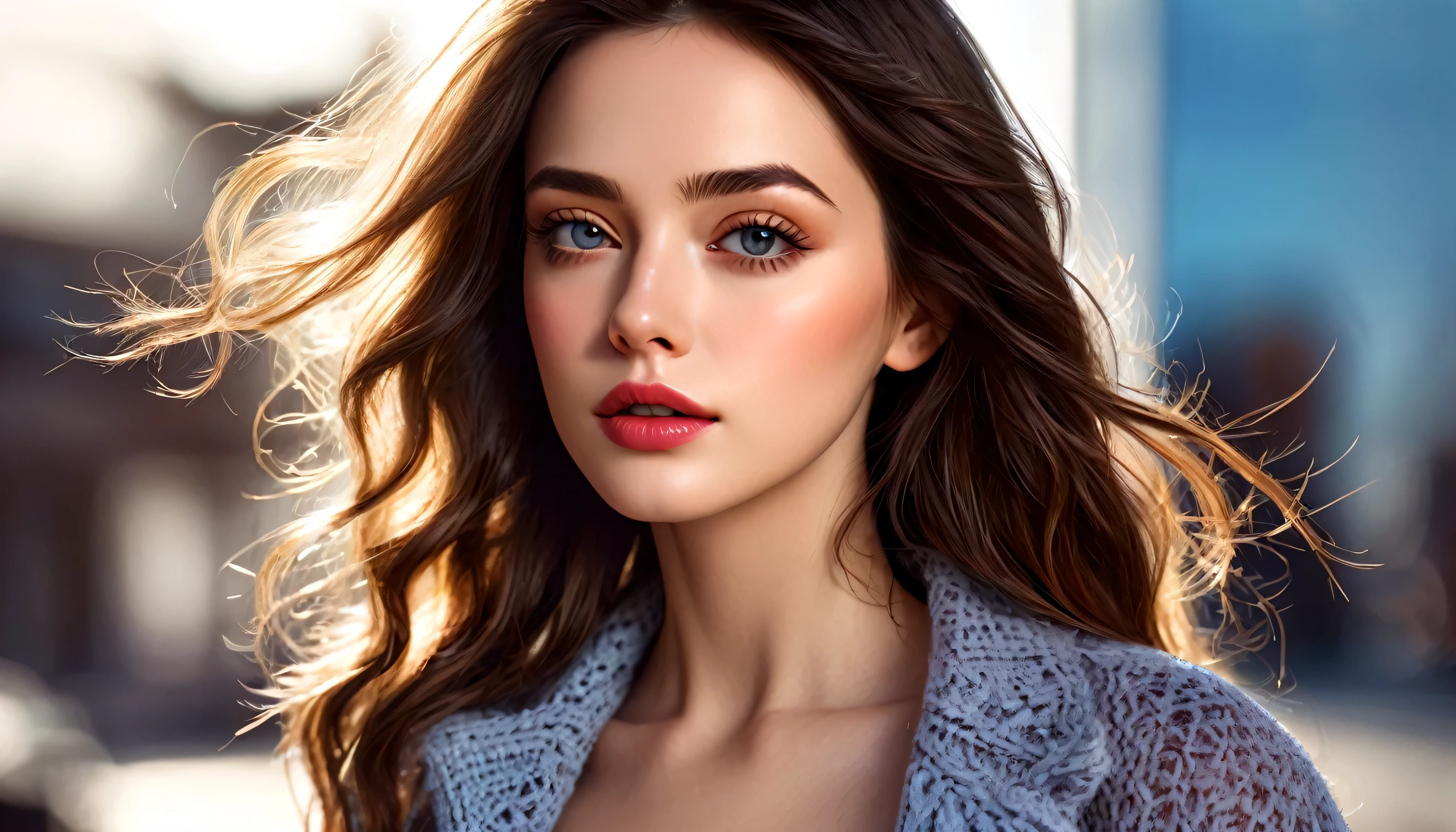 (best quality, highres, ultra-detailed, realistic:1.37), portrait, charming woman, cold saturation filter, photo-realistic, ultra-realistic, detailed eyes and lips, fashionable attire, confident pose, beautiful lighting, soft shadows, vibrant colors
