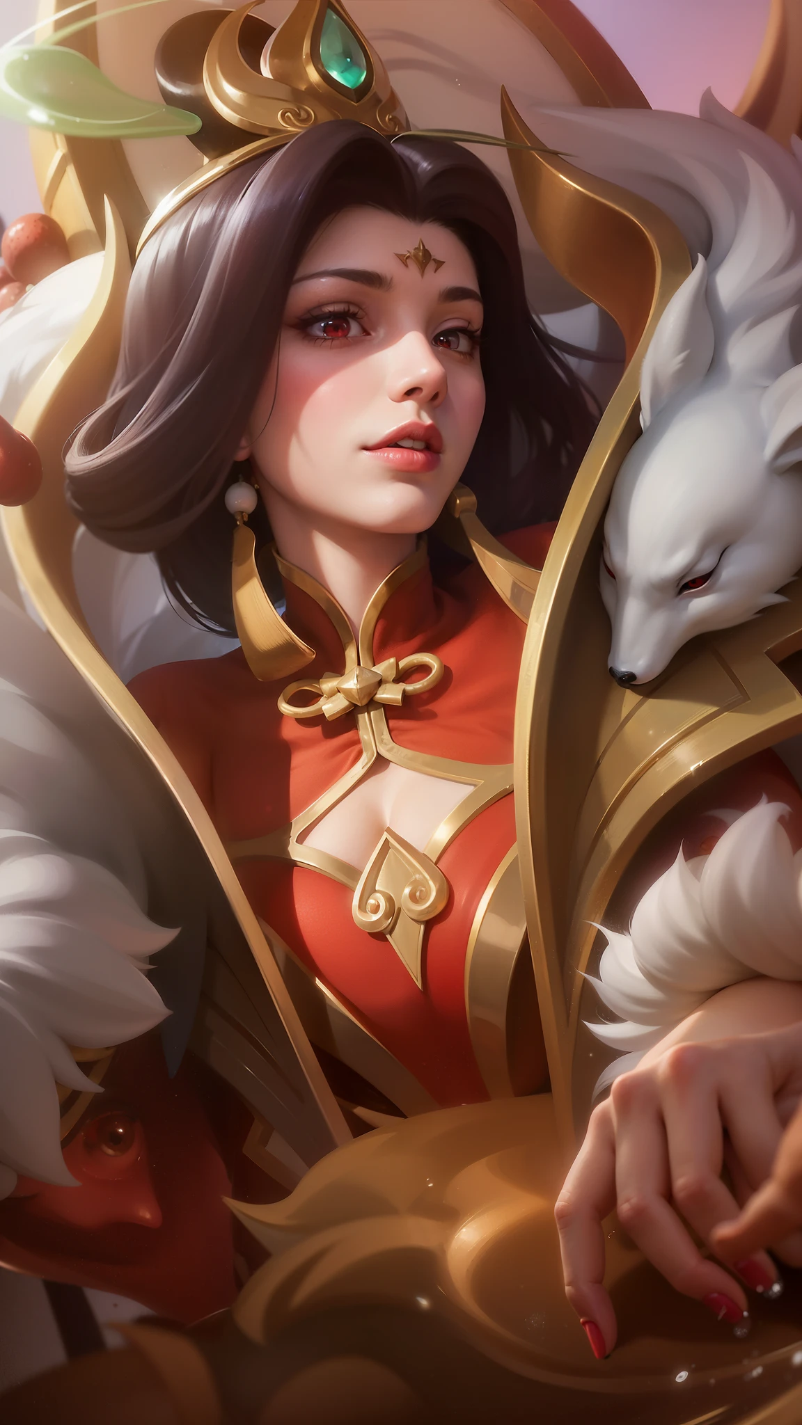 (female:1.2), 8k, ultra hd, ultra detailed texture, hyper realistic, masterpiece, detailed texture, detailed face, detailed skin, detailed lighting, (photorealistic:1.5), best quality, beautiful lighting, cinematic lighting, professional lighting, ultra highres, realistic, detailed hair, real hair, high quality, (realskin:1.5), extremely detailed, finely detail, ultra-detailed, 1girl, solo, standing, demon horns, (red eyes:1.5), v-shapped eyebrow, lips, red lips, evil smile, nose, make up, pretty, beautiful, long hair, black hair, high ponytail, large breasts, cleavage, armpit, navel, stomach, black armor, pauldrons, bare shoulders, shoulder armor, thigh high, sleevless, detached sleeves, breastplate, gauntlets, karina \(mobile legends\), depth of field, looking aways, white skin, skin tight, amazing pose, outdoors, glowing, dark view