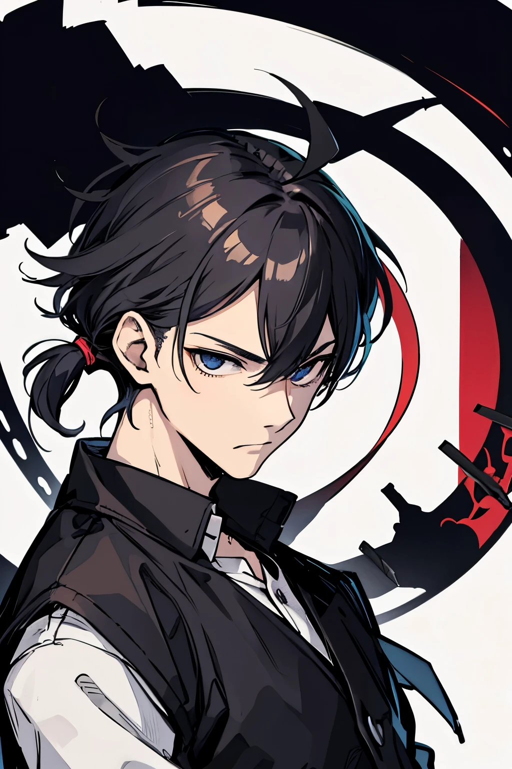 front、male、shoes、simple background、knife、No expression、whole