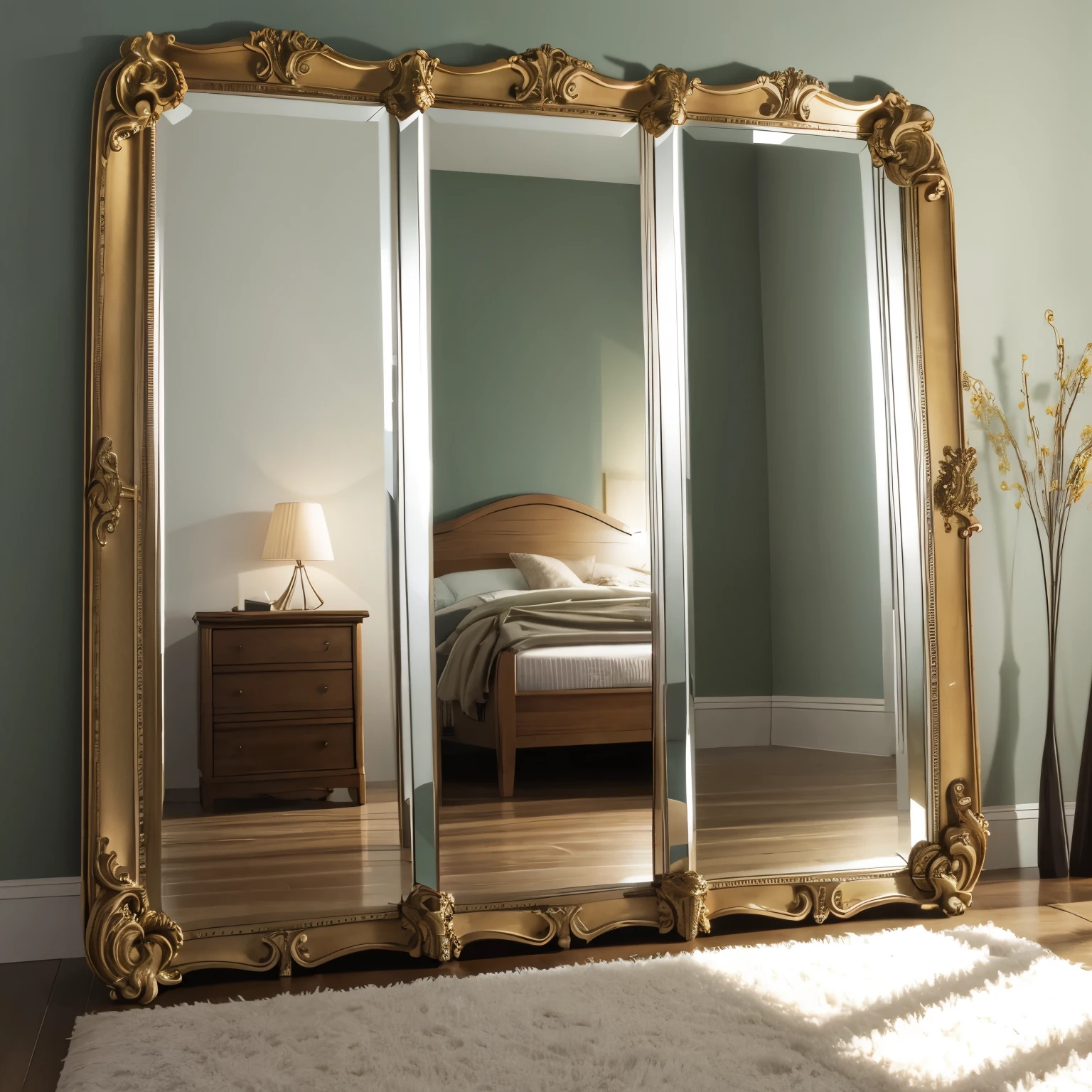 Three-sided mirror