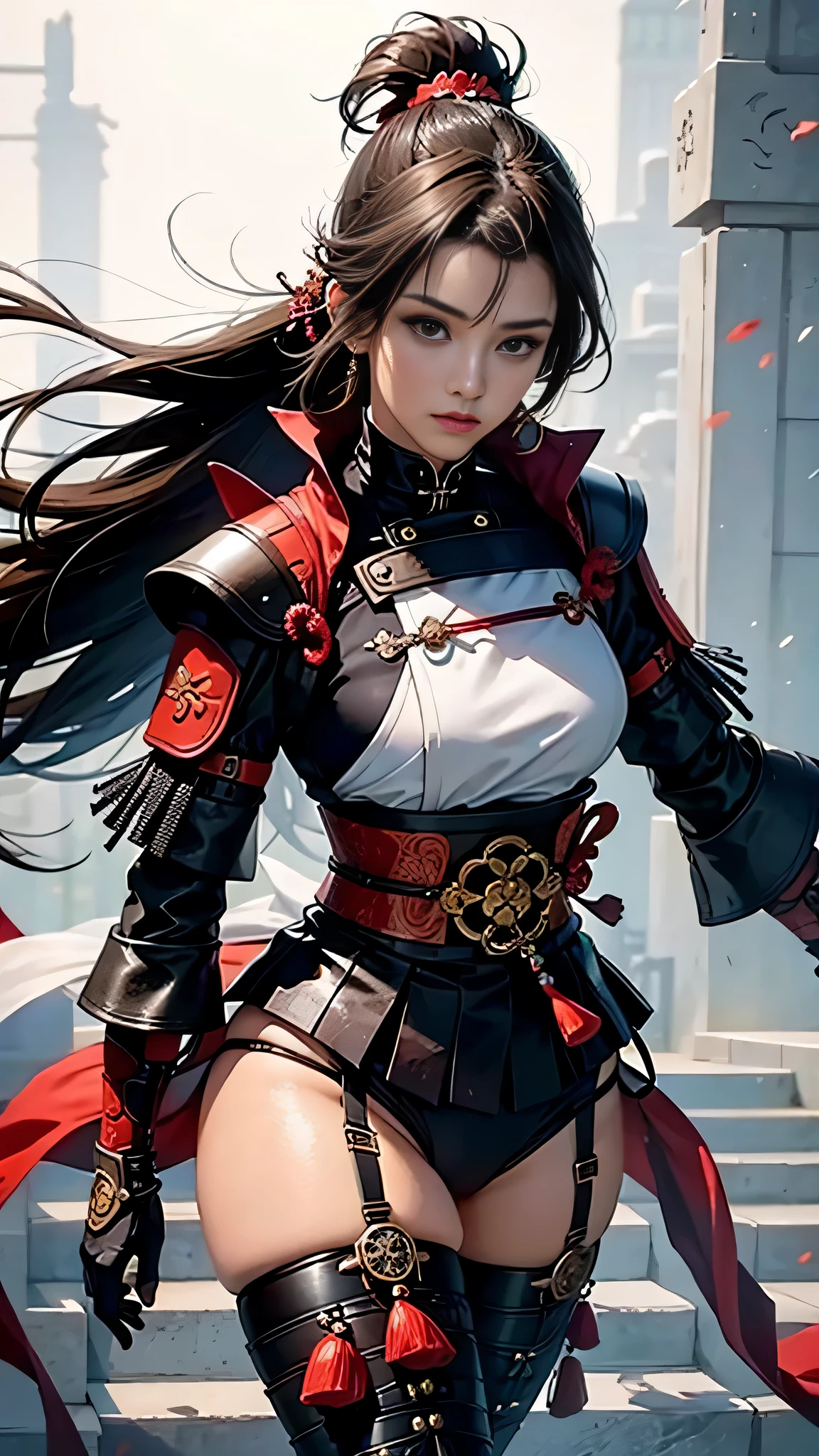 Beautiful woman in intricate Modern Samurai Outfit