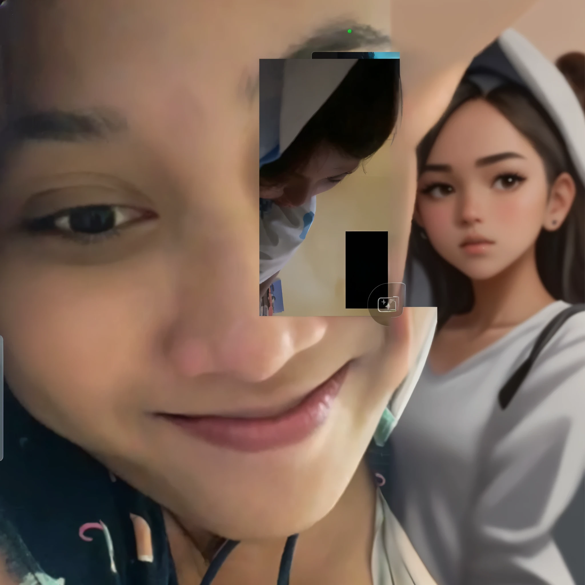 a close up of a woman with a cell phone in her hand, tiktok video, she has a cute face, neck zoomed in from lips down, snapchat story screenshot, isabela moner, low quality video, leaked photo, instagram story, detailed unblurred face, captura, webcam footage, showing her face, closeup at the face, make the bigger