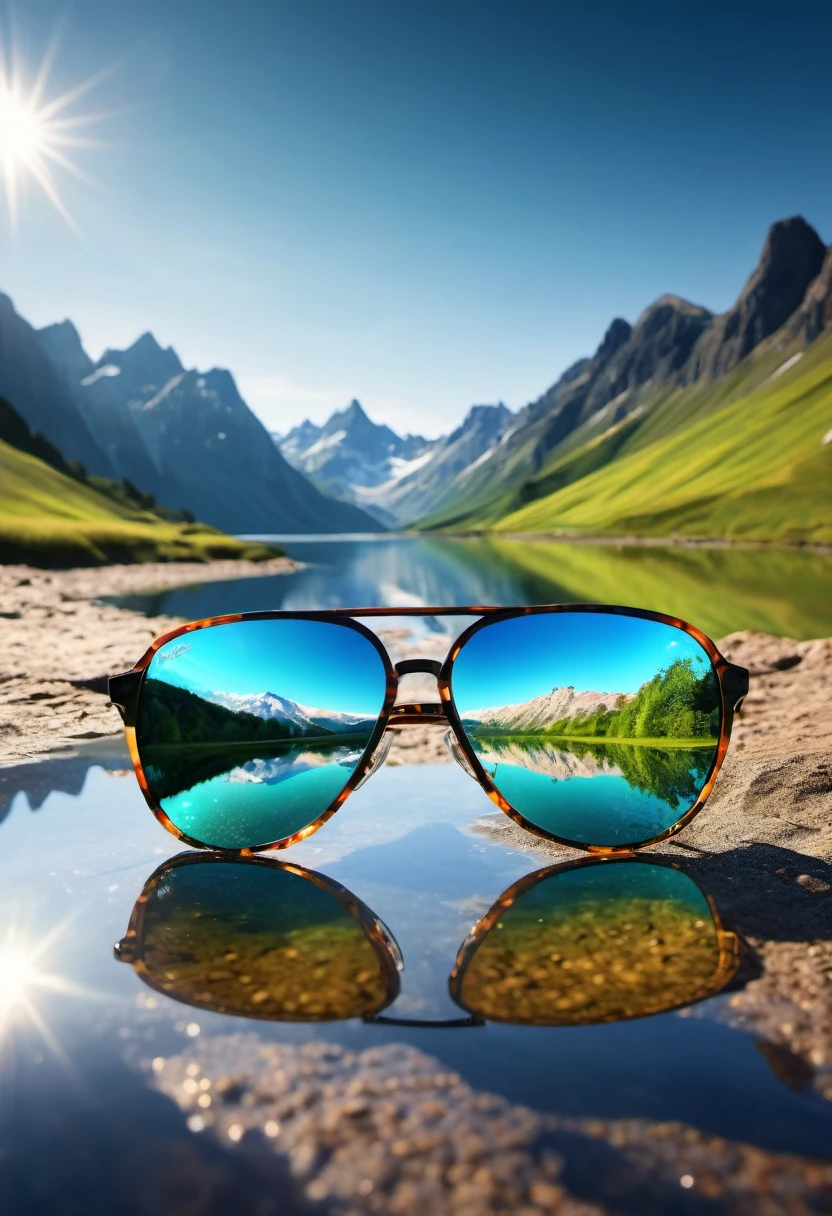 (best quality,4k,8k,highres,masterpiece:1.2),ultra-detailed,(realistic,photorealistic,photo-realistic:1.37),reflection of a landscape on sunglasses,clear and detailed sunglasses,beautifully designed sunglasses,landscape reflected on lenses,crystal clear lenses,shiny sunglasses,reflections shimmering on sunglasses,lush green landscape on sunglasses,serene reflection in sunglasses,mesmerizing sunglasses,meticulously crafted sunglasses,landscape reflected in every detail,colorful reflection on sunglasses,lenses reflecting the vibrant colors of the landscape,sharp focus on sunglass lenses,mirror-like effect on sunglasses,perfect symmetry and alignment of the landscape in the reflection,highly realistic reproduction of landscape on the sunglasses,precise depiction of the landscape on the sunglasses,reflection bringing the landscape to life,impeccable representation of the landscape on the sunglasses,highly-detailed rendering of the landscape on the sunglasses,immersing the viewer into the reflected landscape,vibrant and vivid colors enhancing the reflection on the sunglasses,creating a surreal visual experience with the reflected landscape,meticulous attention to detail in capturing the reflection on the sunglasses,masterfully capturing the essence of the landscape in the sunglasses' reflection,photorealistic depiction of the landscape on the sunglasses,landscape transforming into a work of art on the sunglasses,bringing the beauty of the landscape to the sunglasses in stunning detail,creating a harmonious blend between sunglasses and landscape,masterfully combining the elements of sunglasses and landscape into a mesmerizing image,enhancing the aesthetics of the sunglasses with the captivating reflection of the landscape,immerse yourself in the beauty of the landscape through the reflection on the sunglasses,sunglasses acting as a window to the picturesque landscape.