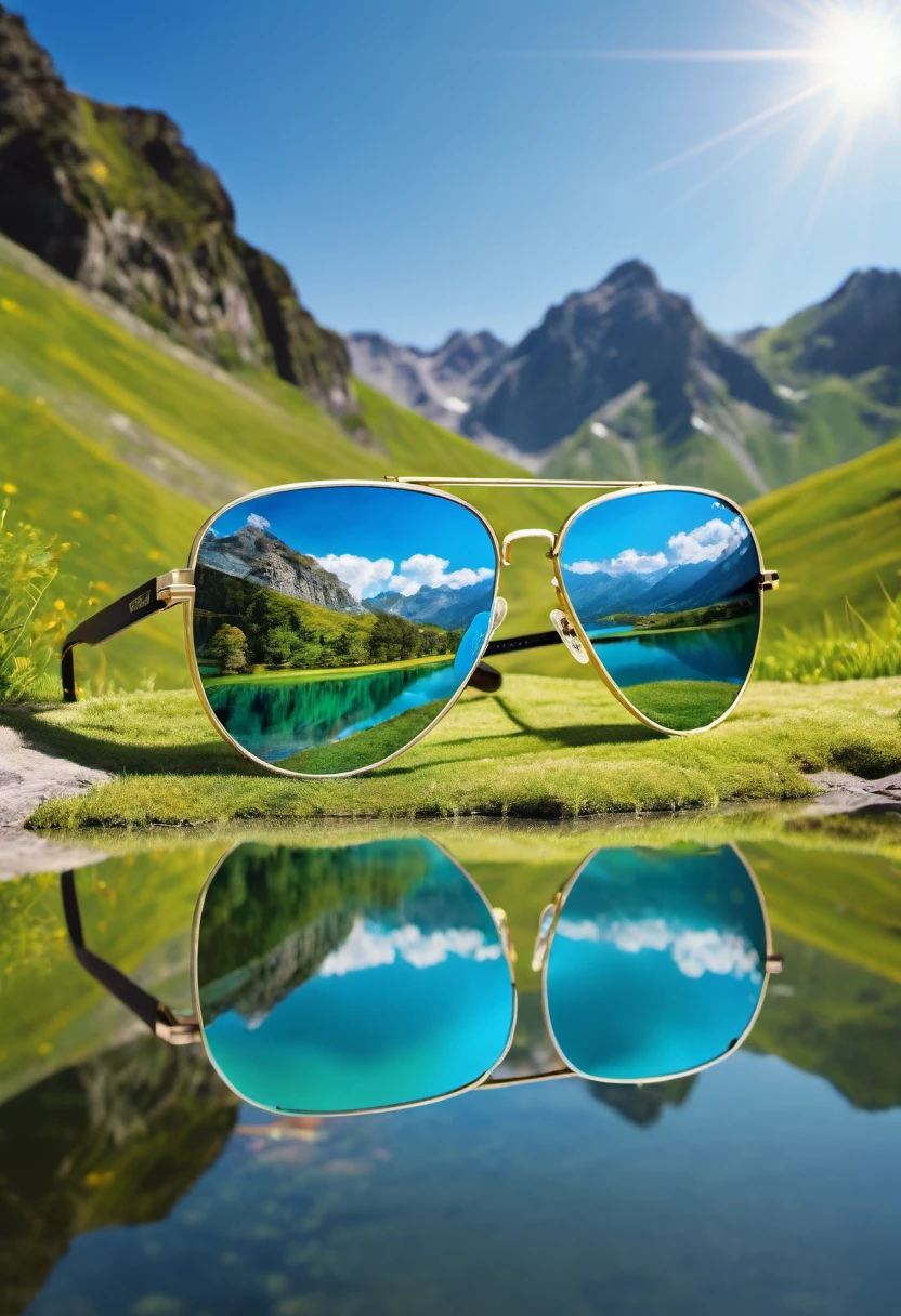 (best quality,4k,8k,highres,masterpiece:1.2),ultra-detailed,(realistic,photorealistic,photo-realistic:1.37),reflection of a landscape on sunglasses,clear and detailed sunglasses,beautifully designed sunglasses,landscape reflected on lenses,crystal clear lenses,shiny sunglasses,reflections shimmering on sunglasses,lush green landscape on sunglasses,serene reflection in sunglasses,mesmerizing sunglasses,meticulously crafted sunglasses,landscape reflected in every detail,colorful reflection on sunglasses,lenses reflecting the vibrant colors of the landscape,sharp focus on sunglass lenses,mirror-like effect on sunglasses,perfect symmetry and alignment of the landscape in the reflection,highly realistic reproduction of landscape on the sunglasses,precise depiction of the landscape on the sunglasses,reflection bringing the landscape to life,impeccable representation of the landscape on the sunglasses,highly-detailed rendering of the landscape on the sunglasses,immersing the viewer into the reflected landscape,vibrant and vivid colors enhancing the reflection on the sunglasses,creating a surreal visual experience with the reflected landscape,meticulous attention to detail in capturing the reflection on the sunglasses,masterfully capturing the essence of the landscape in the sunglasses' reflection,photorealistic depiction of the landscape on the sunglasses,landscape transforming into a work of art on the sunglasses,bringing the beauty of the landscape to the sunglasses in stunning detail,creating a harmonious blend between sunglasses and landscape,masterfully combining the elements of sunglasses and landscape into a mesmerizing image,enhancing the aesthetics of the sunglasses with the captivating reflection of the landscape,immerse yourself in the beauty of the landscape through the reflection on the sunglasses,sunglasses acting as a window to the picturesque landscape.