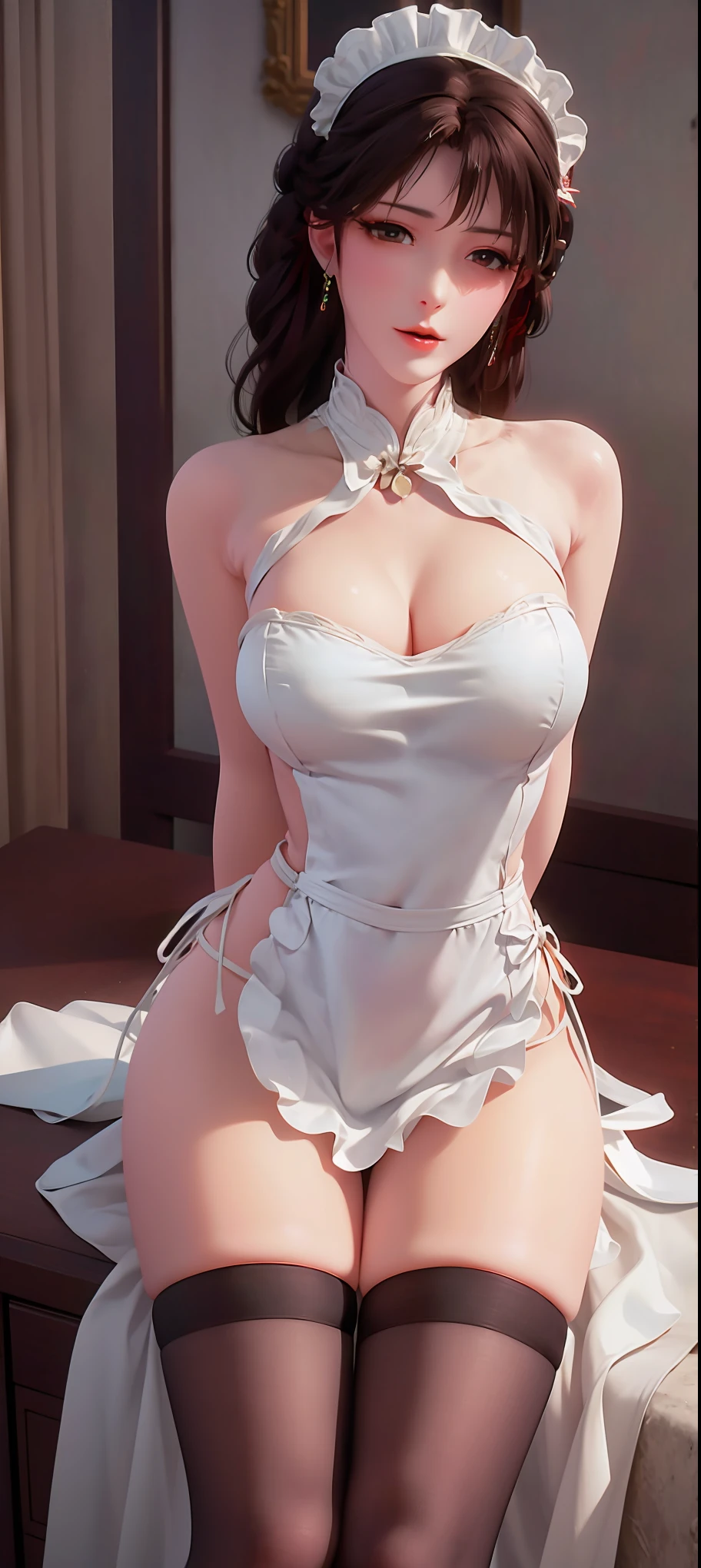 (Virtual modeling:1.8),(Blushing face:1.1),(Charming smile:1.1),masterpiece, 1 beautiful girl, Delicate eyes, top quality, Super A high resolution, (Reality: 1.4), original photo, 1 girl, illumination, Japan, asian beauty, South Korea, very beautiful, beautiful skin, graceful, Body facing forward, (Super realistic), (a high resolution), (8 kilometers), (Very detailed), (Best Illustration), (Beautiful and delicate eyes), (super detailed), Detailed face, looking at the audience, Neat clothes, sleeveless,short hair,black hair,46 points oblique bangs,White background,tidy room,