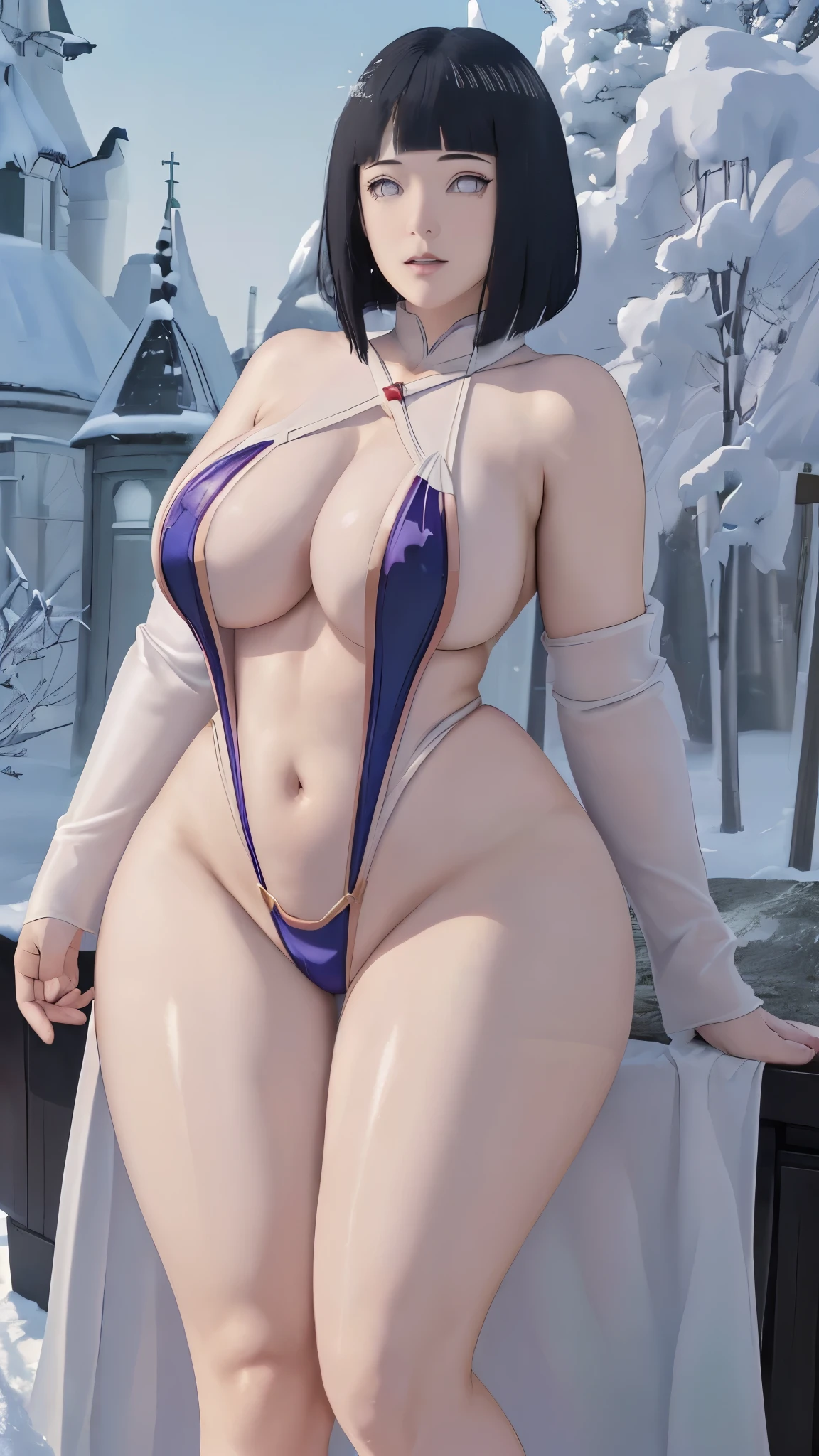 Hinata hyuga, Chubby girl ,Curve ,thick ,(hyper-realistic full-body photograph) of the ((-yeld Ruan girl:1)), with exceptionally albino_(pale skin and long, dark hairstyles). She possesses a curvy_muscular_((voluptuous and prominent figure with a perfect hourglass silhouette and muscle shaped)),. The image aims to capture her in a bottom-up perspective,  She's ((wearing a swimsuit snow_white character costume)), erotic-con showcasing her devotion to the SnowWhite by Disney fandom. This photograph is a celebration of the Disney character, emphasizing the (VFX-enhanced colors that bring a touch of fantasy to the real world). (The camera lens is set at 35mm, offering a wide-angle shot that emphasizes her height, extremely seductively and the intricate details of the costume). (The lighting should be dramatic), ((accentuating the shadows and highlights on her  sexy full figure)) (like by Netflix movie wallpaper) ((The desired level of detail is extraordinarily high, and the image should be in ultra-high definition, highlighting the vivid colors and textures)). The goal is to create a captivating photograph that immerses viewers in a ((hyper-realistic fantasy)). Curve, thick high