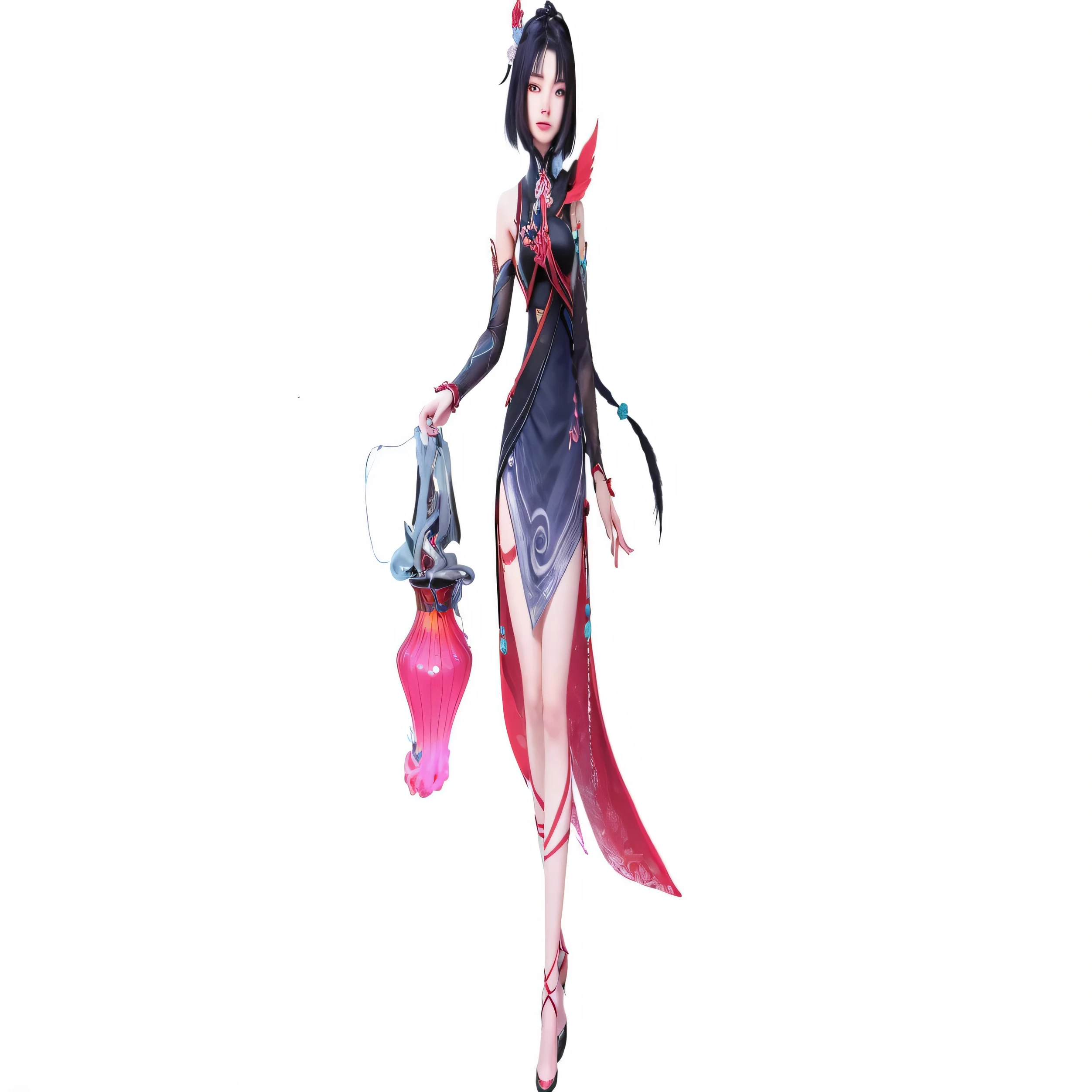 anime girl in a black dress with a red umbrella, full body xianxia, lunar themed attire, onmyoji detailed art, onmyoji, irelia, inspired by Lan Ying, nezha, yun ling, inspired by Li Mei-shu, heise jinyao, inspired by Pu Hua, inspired by Ju Lian