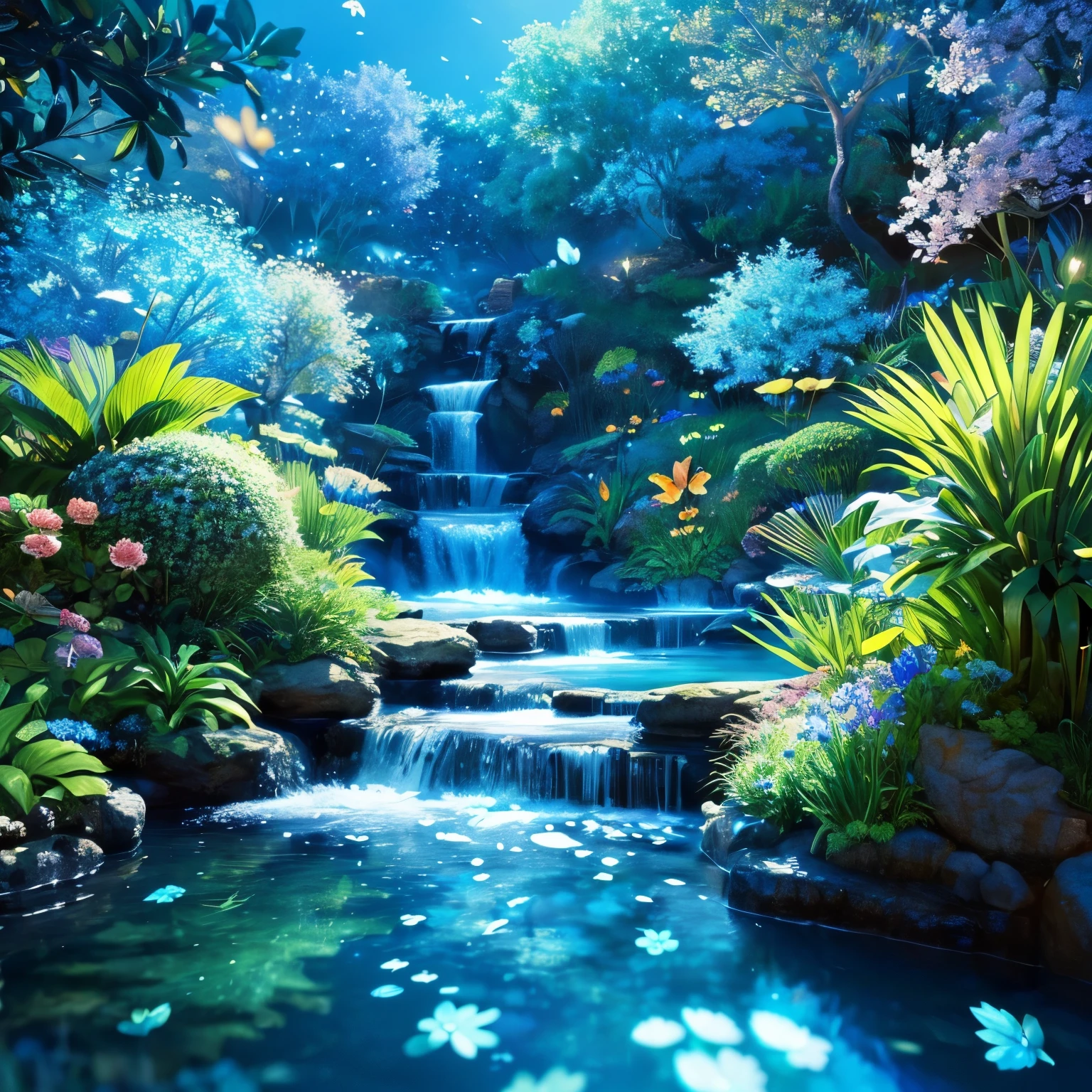 works of art, better quality, (Highly detailed Unity 8K CG wallpaper) (better quality), (best illustrations), (best shadow) nature&#39, blue sea,delicate leaves, Petals of various colors scatter in the air, Tracking Lights, Super detailed ,Riding HONDA Rothmans
