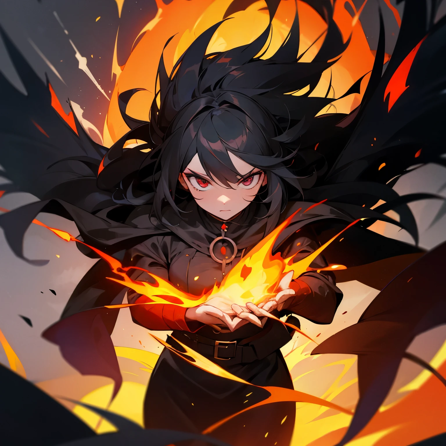 person controlling a black flames