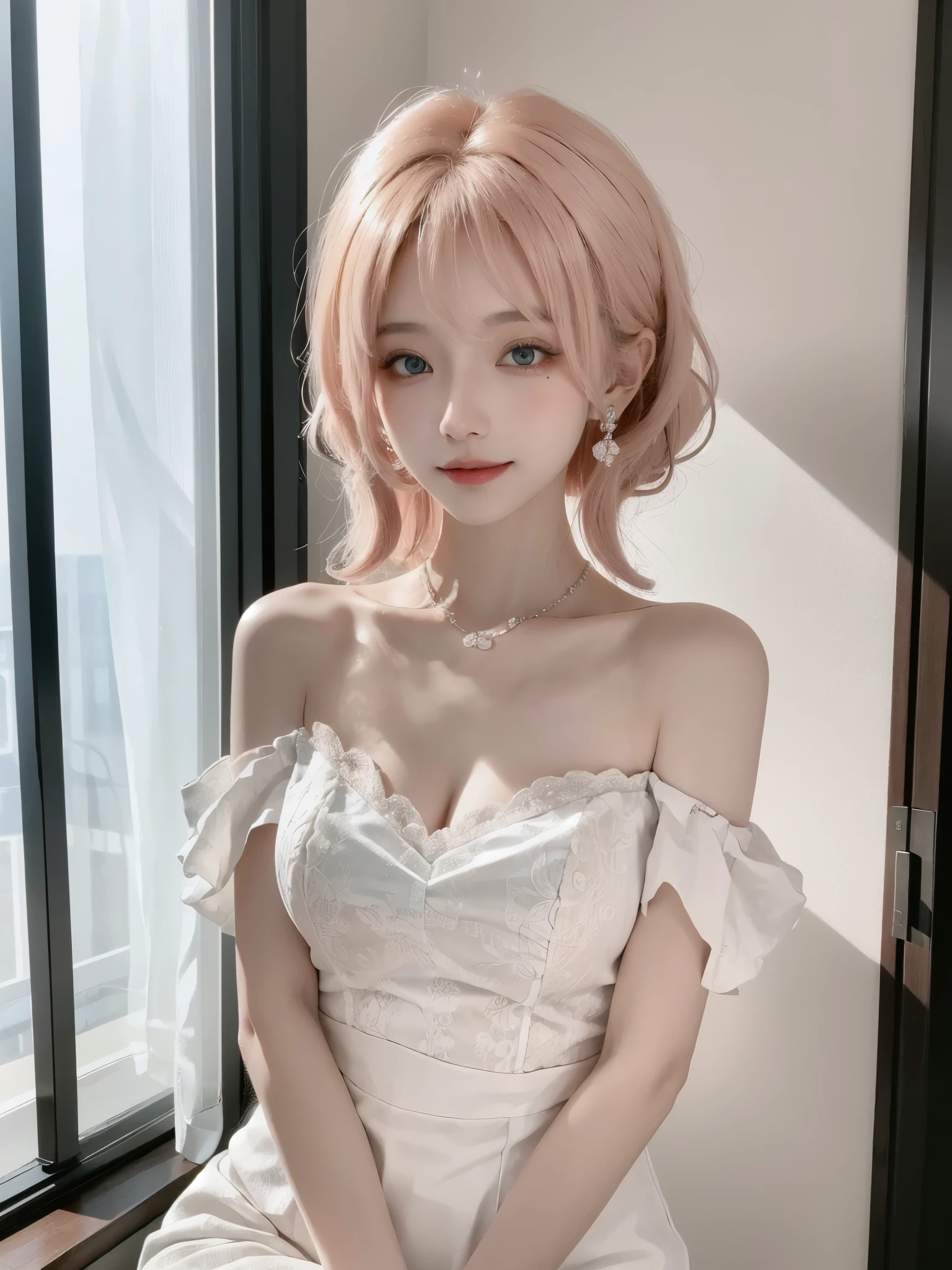 mmxcjnsrealistic, ulzzang-6500-v1.1:0.9, ShedeVr, ultra-detailed, The best lighting for cinema, All body, Light particle effect, cyberpunk, ShedeVr: 1.2, powder blusher, smile, bubble, realistic сVет, official art, very detailed CG wallpaper unified 8k, realistic, beautiful girl, One, blush, smile, blue eyes, At the concert, CombV posture, pink hair, kda, neon lamps, hips, opaque, DelicVe face, blonde_hair, white_gloves, immediately, cVetok, looking_V_viewer, purple_eyes, get dressed, Jewelry, earrings, headdress, necklace, hair accessories, hand accessories, V indoors, landscape, Floral sea background, clean face_v1 , (nsfV)completely naked 