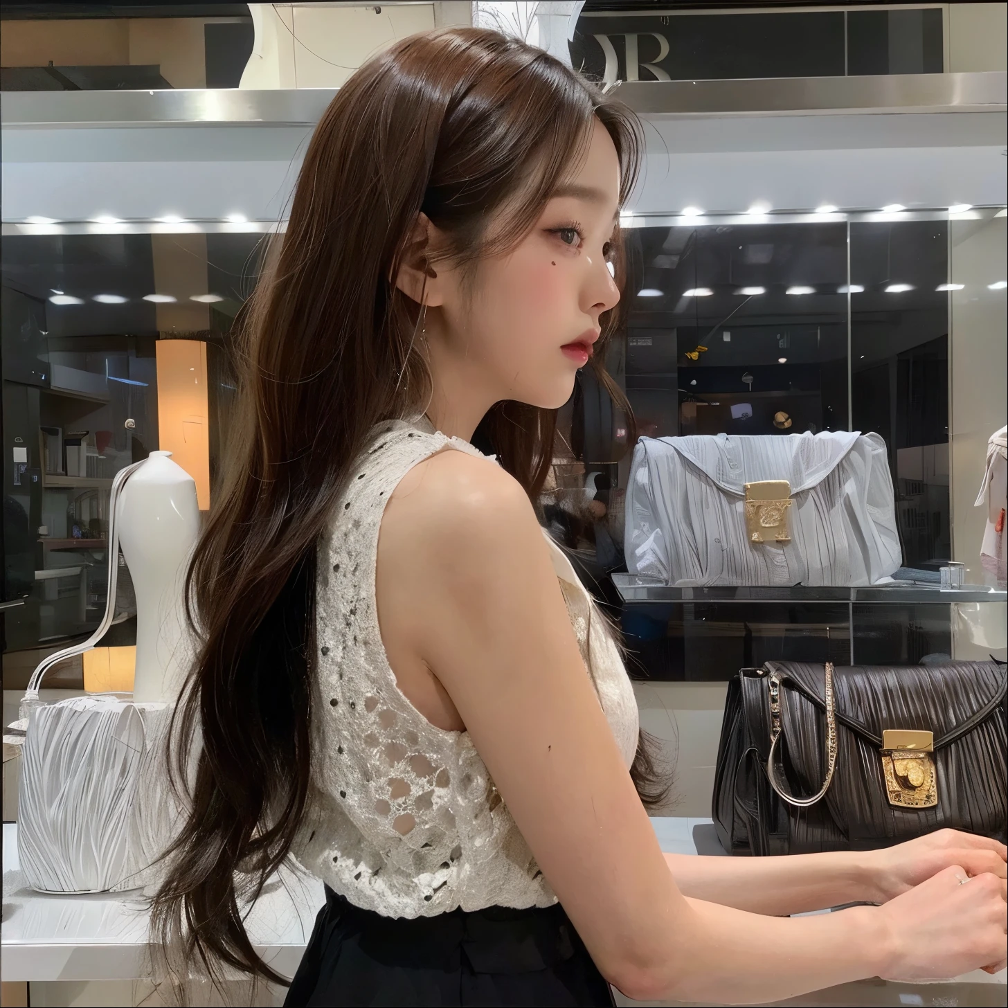Un primer plano de una mujer con el pelo largo y pelinegro, Wonyoung de IVE, Retrato de Wonyoung de IVE, Wonyoung de IVE, Jang Wonyoung de IVE, maquillaje popular de Corea del Sur, Wonyoung de IVE, Retrato Wonyoung IVE, Tono de piel rosa pastel, Wonyoung de IVE, maquillaje coreano popular
