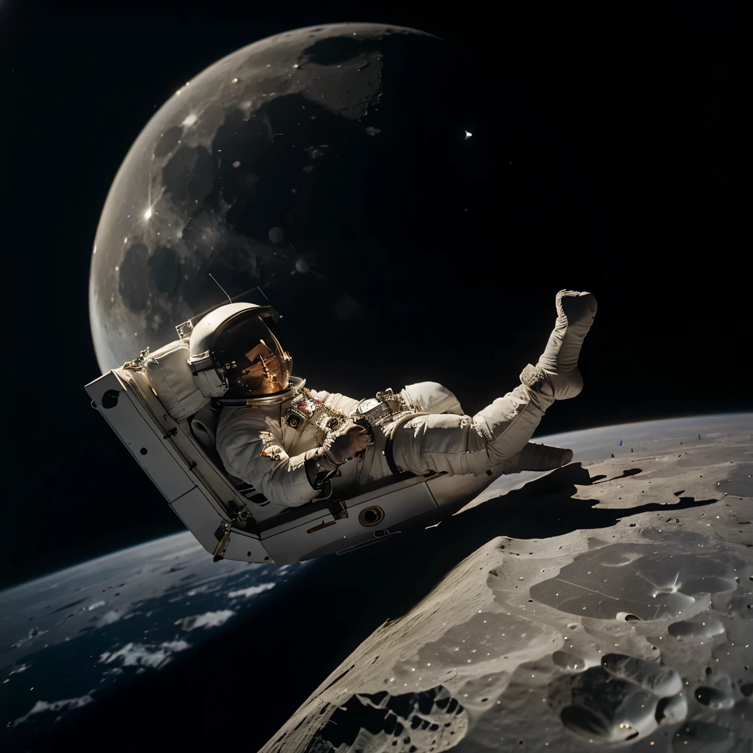 Astronaut pointing at the moon