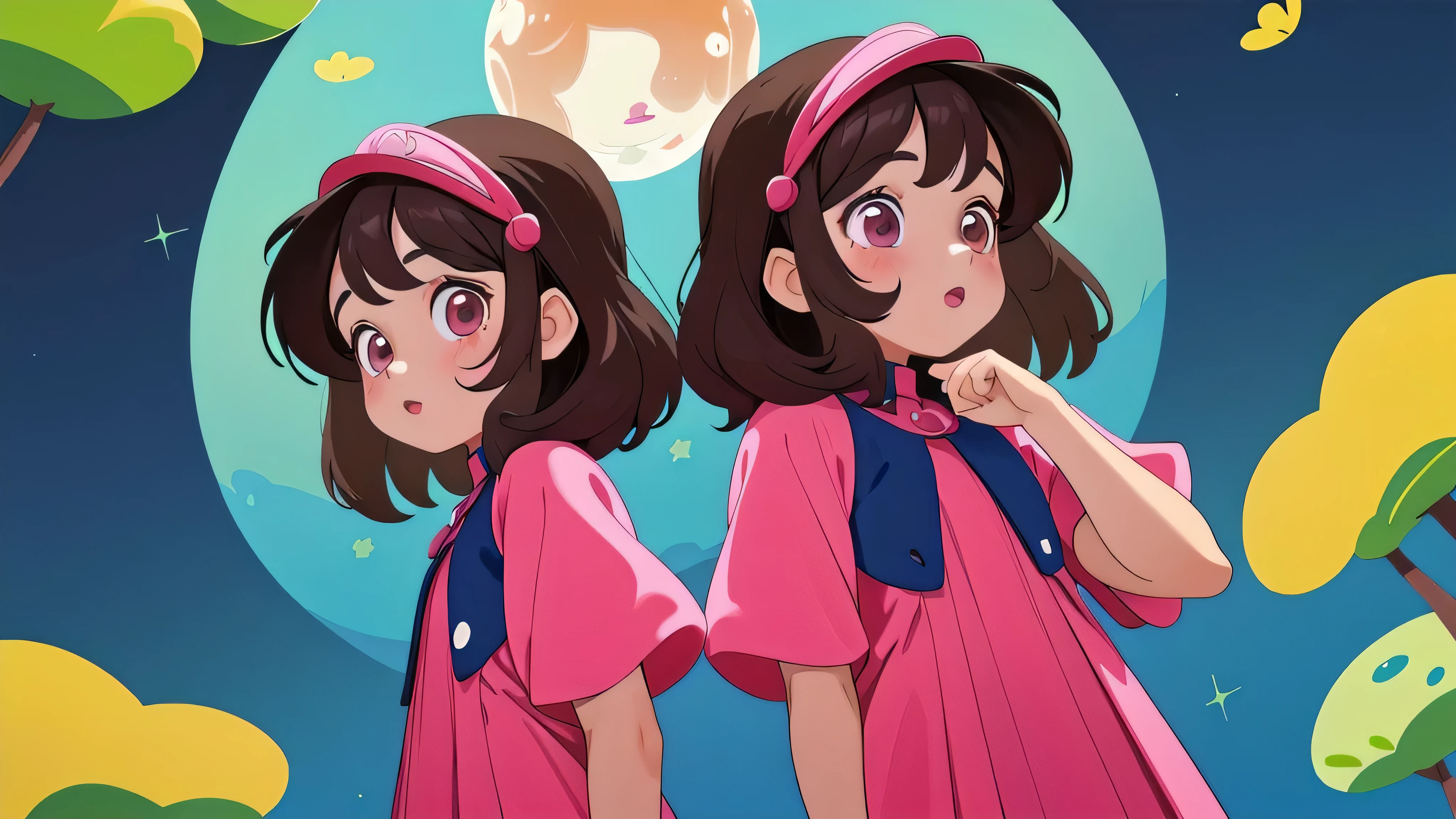 Twins explore their senses through sensory activities. - (Two brunette twins, de 5 anos, roupas rosa) Elas aprendem sobre as cores enquanto pintam e exploram o mundo ao seu redor. (twin 11 year old girls)
