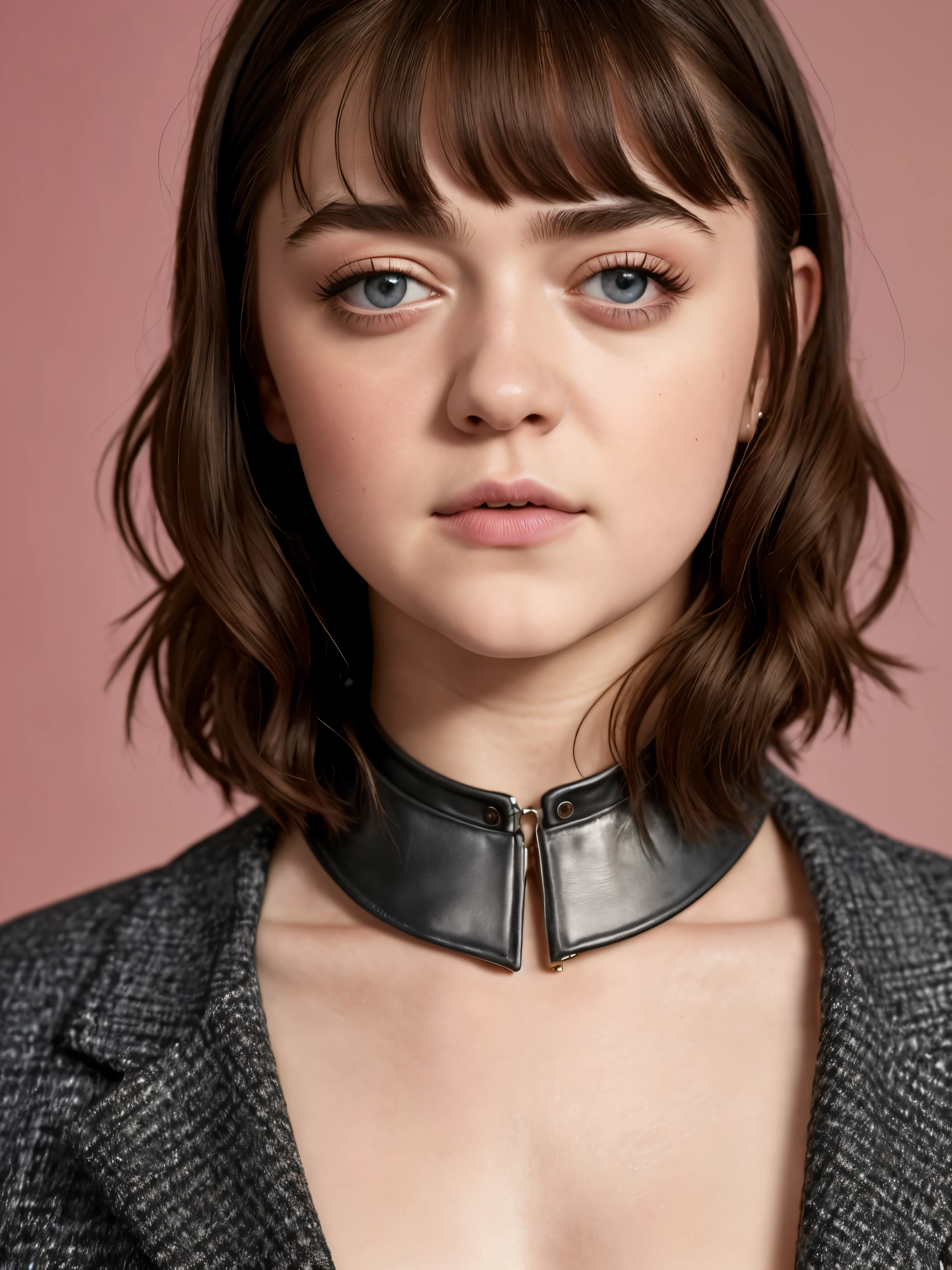 close up portrait of Maisie Williams, plump face, extremely gorgeous, by Flora Borsi, style by Flora Borsi, bold, bright colours, ((Flora Borsi)), by Jimmy Nelson,
