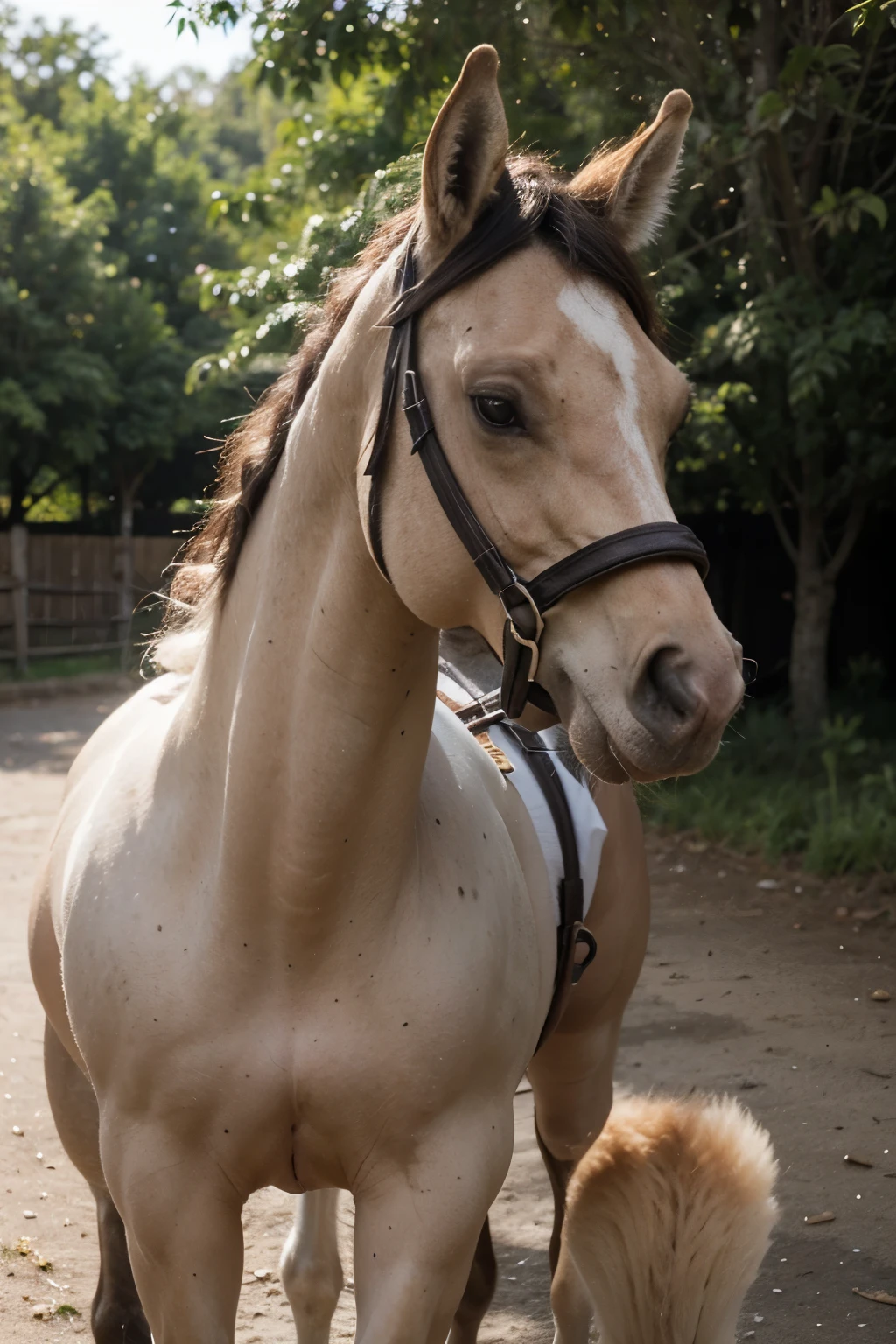 imagen sobre un caballo y un conejo encima