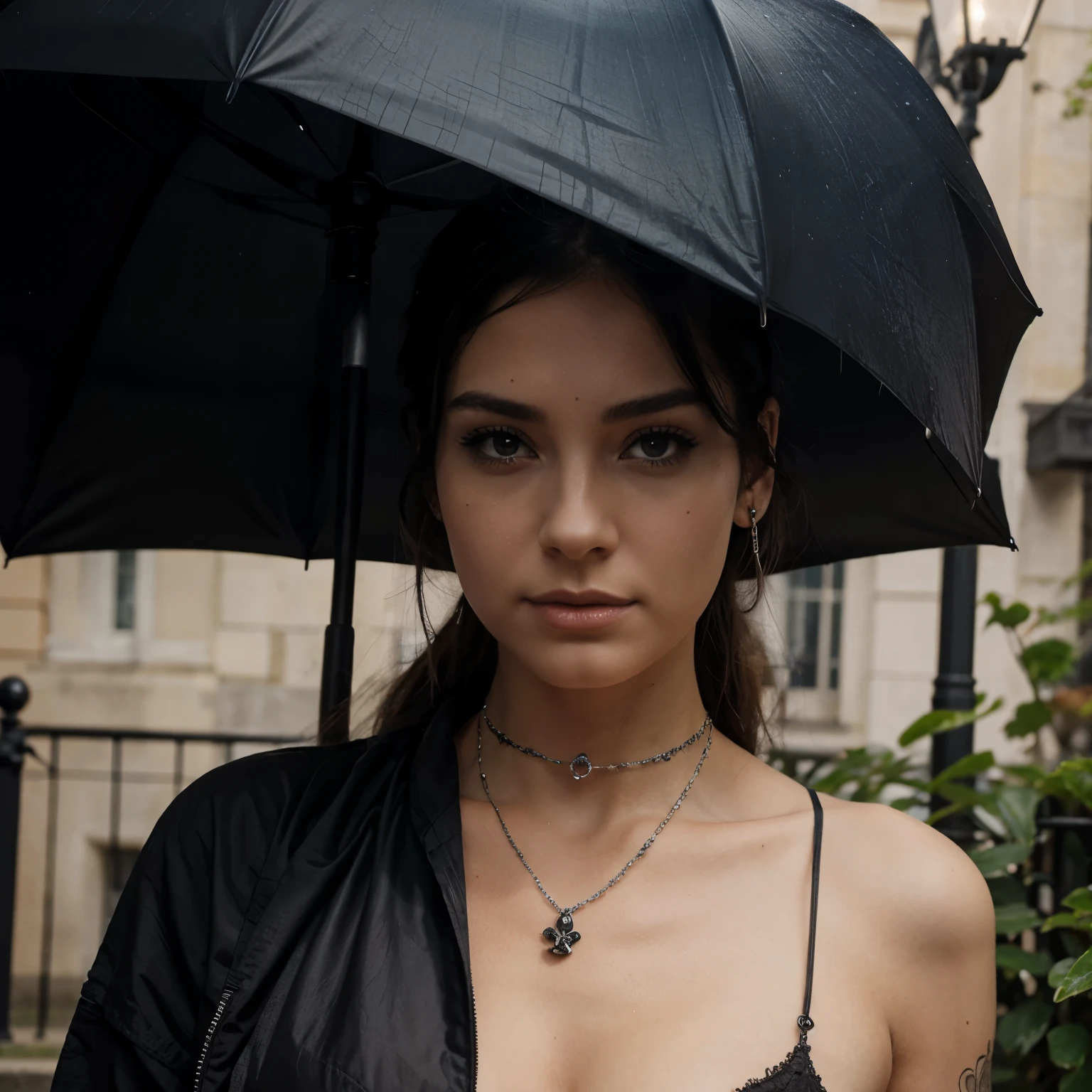 Dessin d'un parapluie dark, avec des bijoux, piercing et des piques pointue