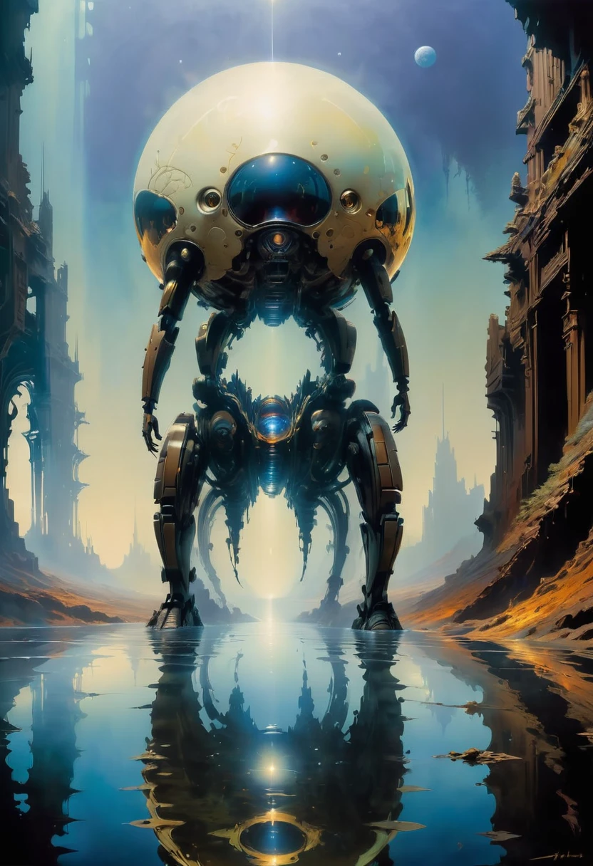 Reflection, by John Harris, best quality, masterpiece, very aesthetic, perfect composition, intricate details, ultra-detailed