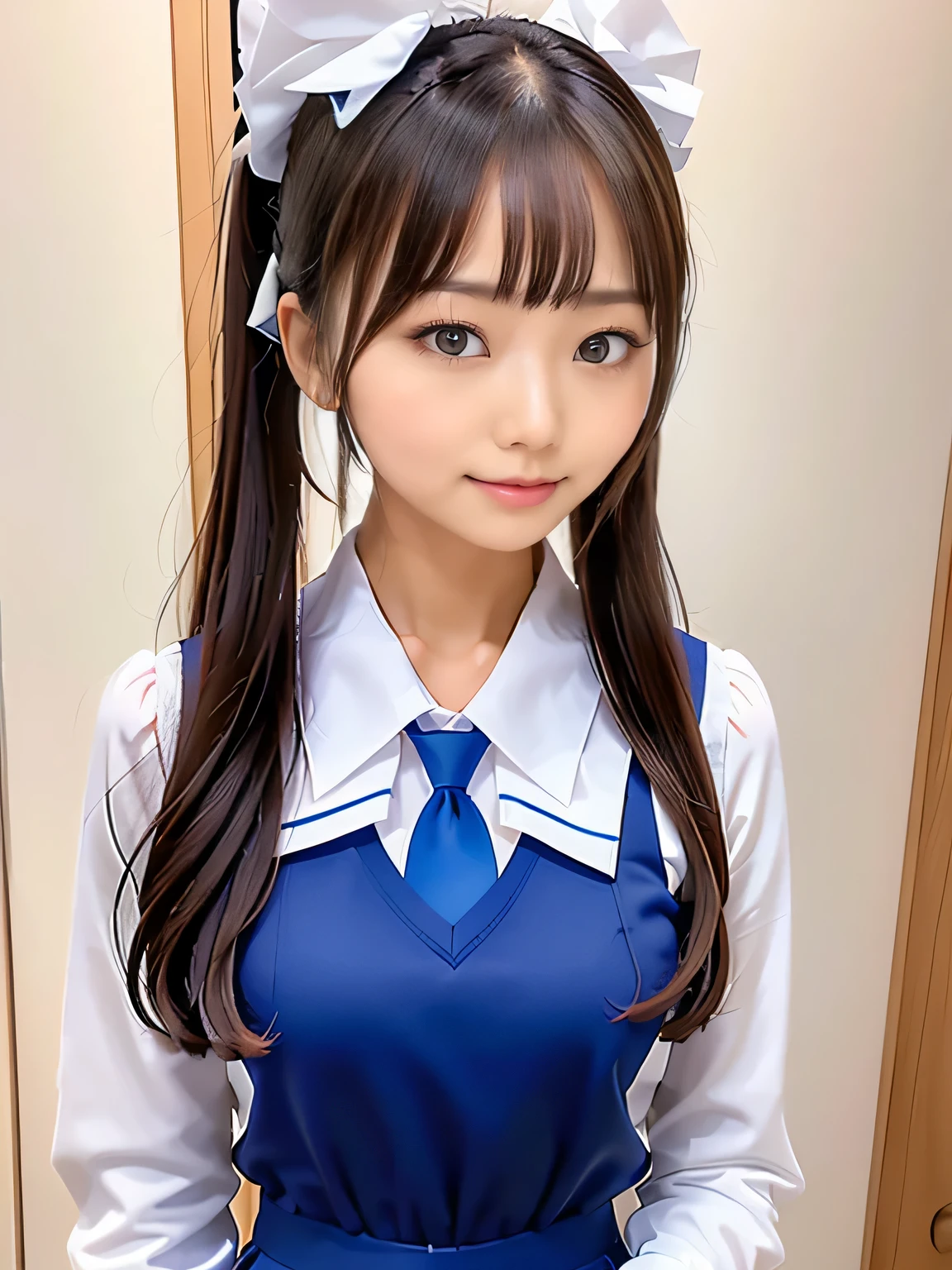 2 daughters, super high definition, live action, Japanese high school girl, Korean beautiful girl, sailor suit, (beautiful girl), (brown hair), long hair, ponytail, full body, miniskirt, no underwear, lower body naked, spread legs , beautiful legs, boobs,, visible,, visible