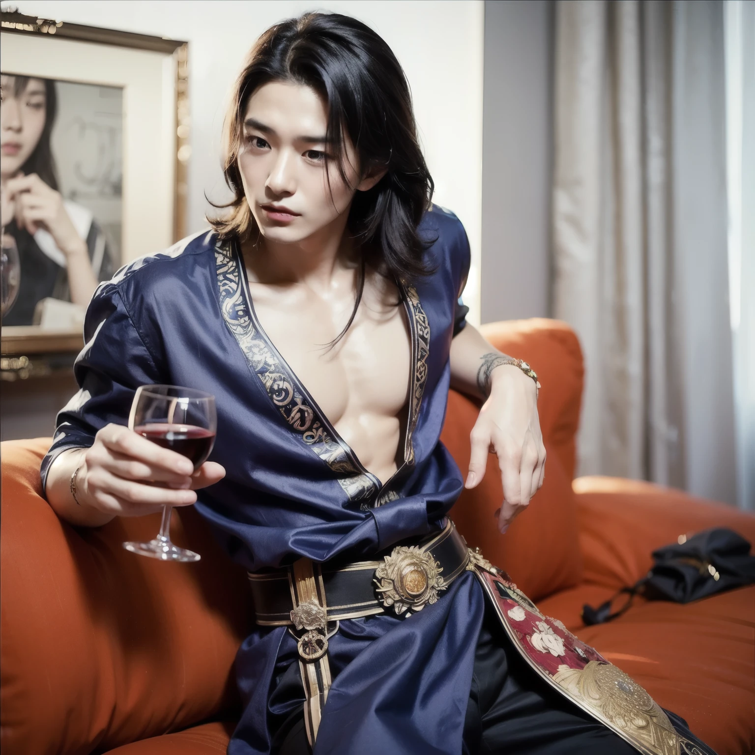 (((1boy))), (masterpiece, best quality, 8k, looking at viewer:1.5), (rooster king, androgynous male, flat chest, male crotch:1.5)
