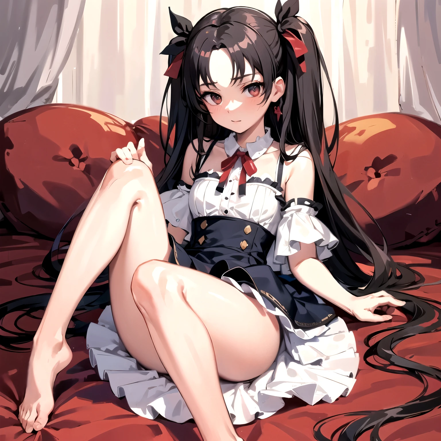 (masterpiece, high quality, best quality:1.3),
tohsaka_rin, long hair, two side up, ribbon, hair ribbon, parted bangs
lyingpose, lying, feet up, above, full body, soles
extremely detailed, extremely intricate, fine texture, Extremely high-resolution details, detailed hair, sharp focus, tohsaka_rin, long hair, two side up, ribbon, hair ribbon, parted bangs