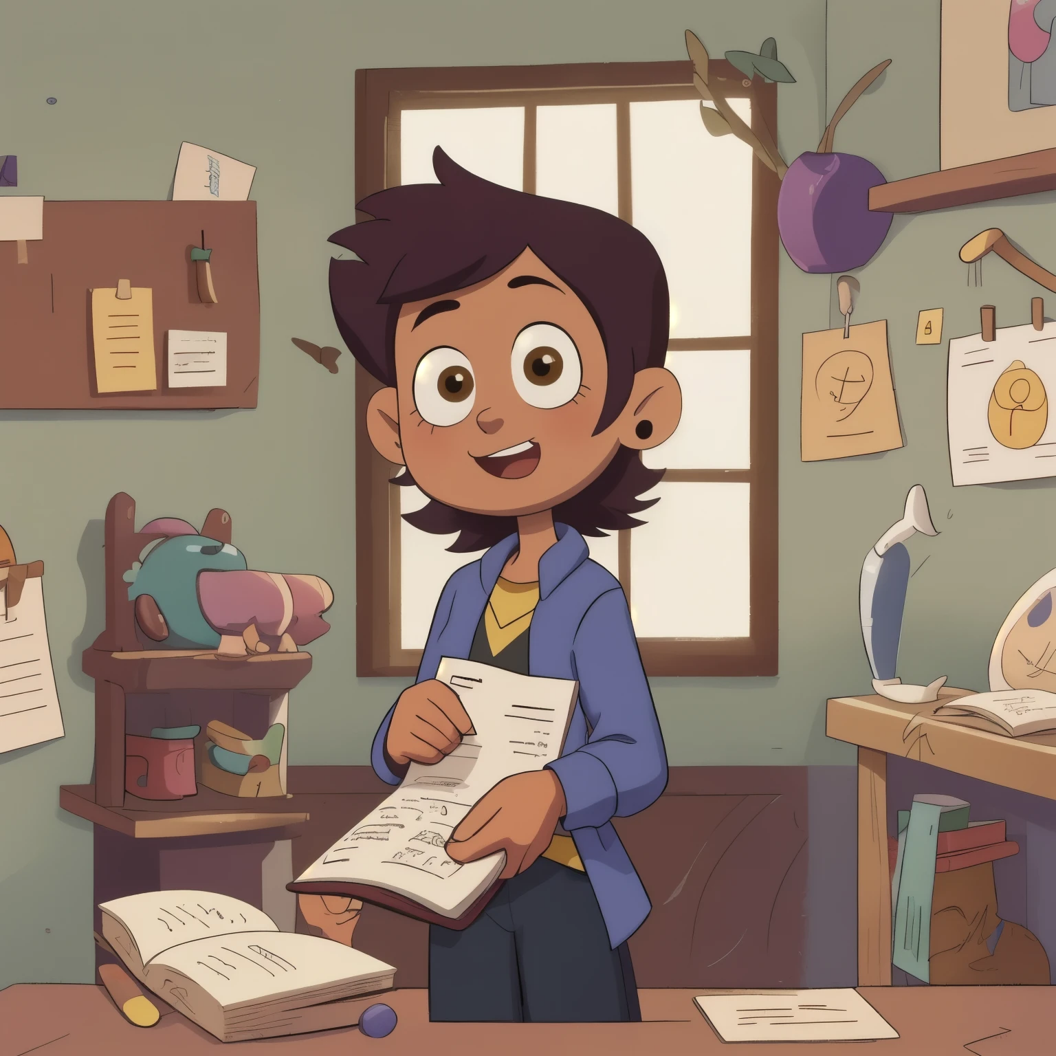 luz noceda, sola, estudiando en un laboratorio, viendo un libro, concentrada, contenta