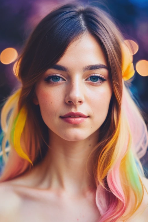 (8k, best quality, masterpiece:1.2),(best quality:1.0), (ultra highres:1.0), watercolor, a beautiful woman, shoulder, hair ribbons, by agnes cecile, half body portrait, extremely luminous bright design, pastel colors, (ink:1.3), autumn lights