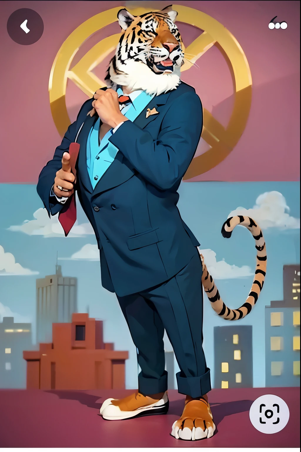 Realistic  tiger dressed in a suit and tie , anthropomorphic gangster