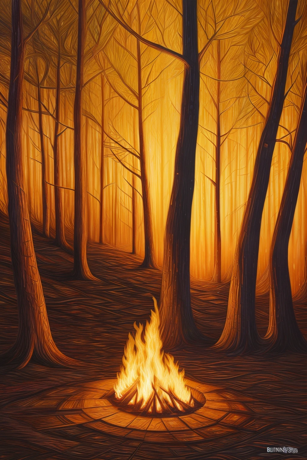 burning woods, fire, masterpiece