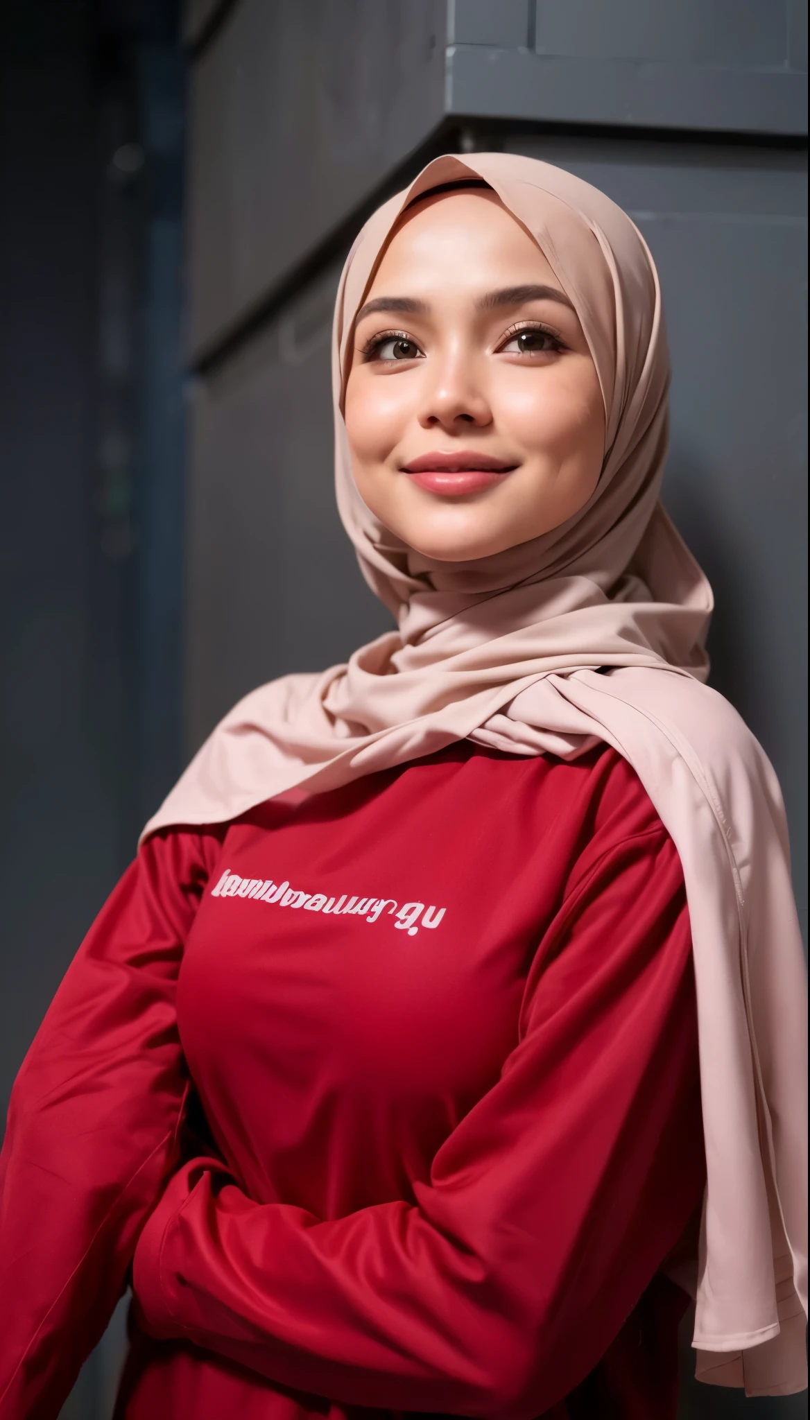 masterpiece, (ultra-high-definition portrait, vignet:1.4), Realistic, extremely detailed, CG unified, 8k, Clean lines, highly detailed, High-definition, raw color photos, she is smiling, Realistic portrait, Cinematic Light, Beautiful detailed, (1hijabgirl, indonesian:1.5), (165cm tall, big breasts with lips like she wants to kiss:1.5), Beautiful big breasts, breasts details, very tight, (Biggorgeous breast, Smiling:1.5), (Smiling, Big Breast:1.4), Close up of a girl in Beautiful clothes with errected nipple, biggorgeous breast, Soft smile, scarf, (Bombastic Side Eyes with curvaceous body:2), pose 4 of 1 6, Undress, No bra, (nipples that are clearly sticking out detail:1.2), Outdoors, high intricate detailed.