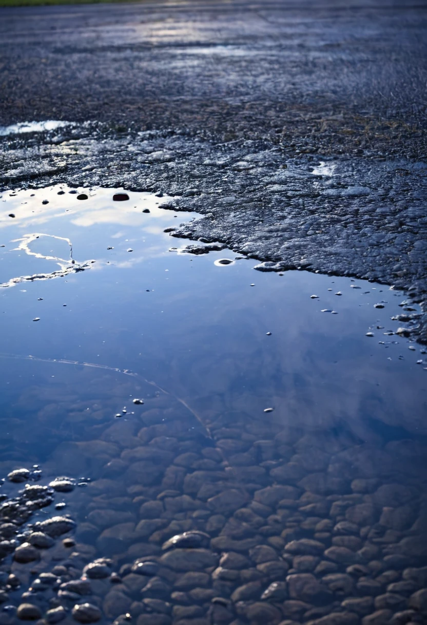 Reflection of thunder fron puddle