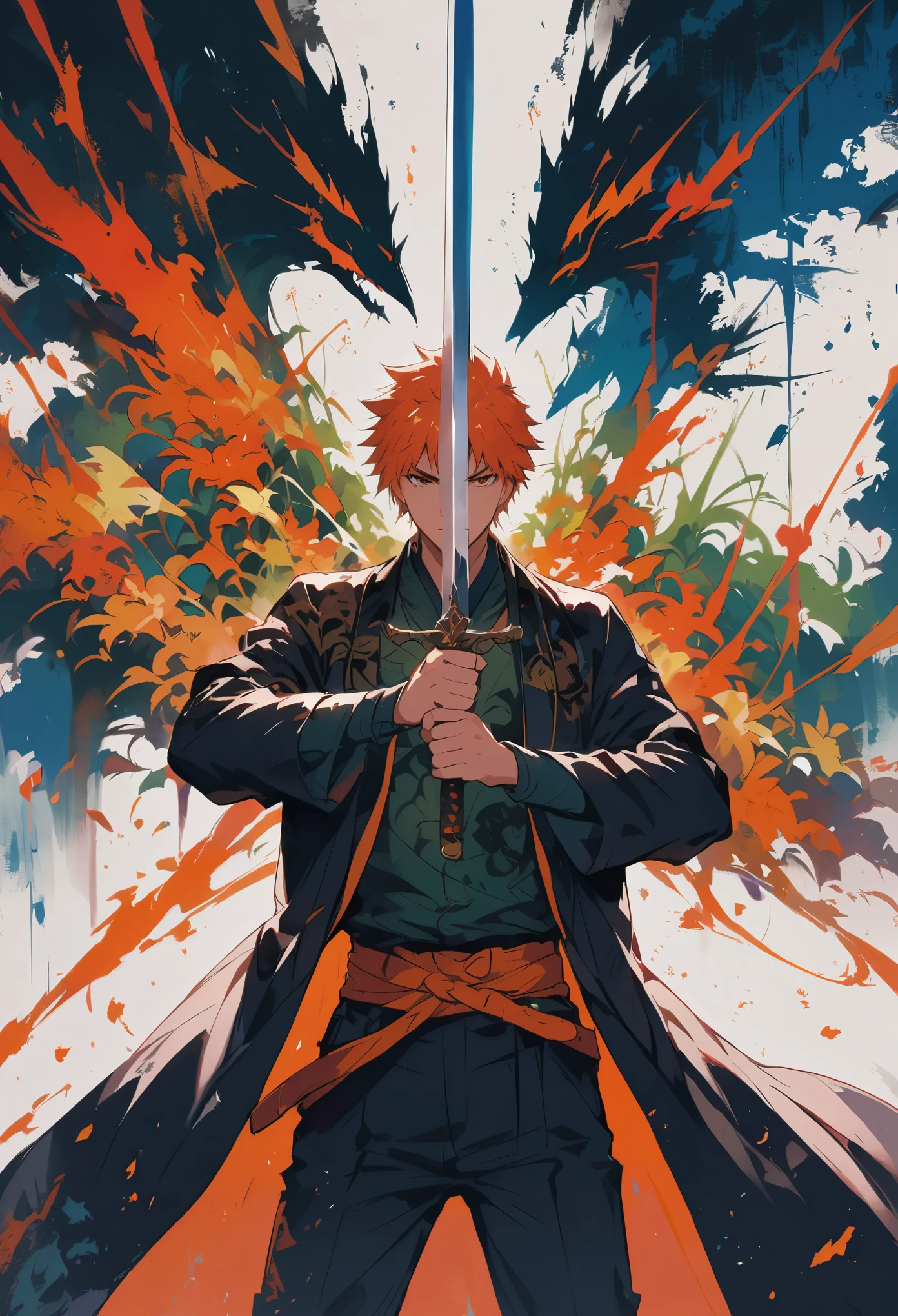 Shinigami Kurosaki Ichigo，Hold a sword in both hands