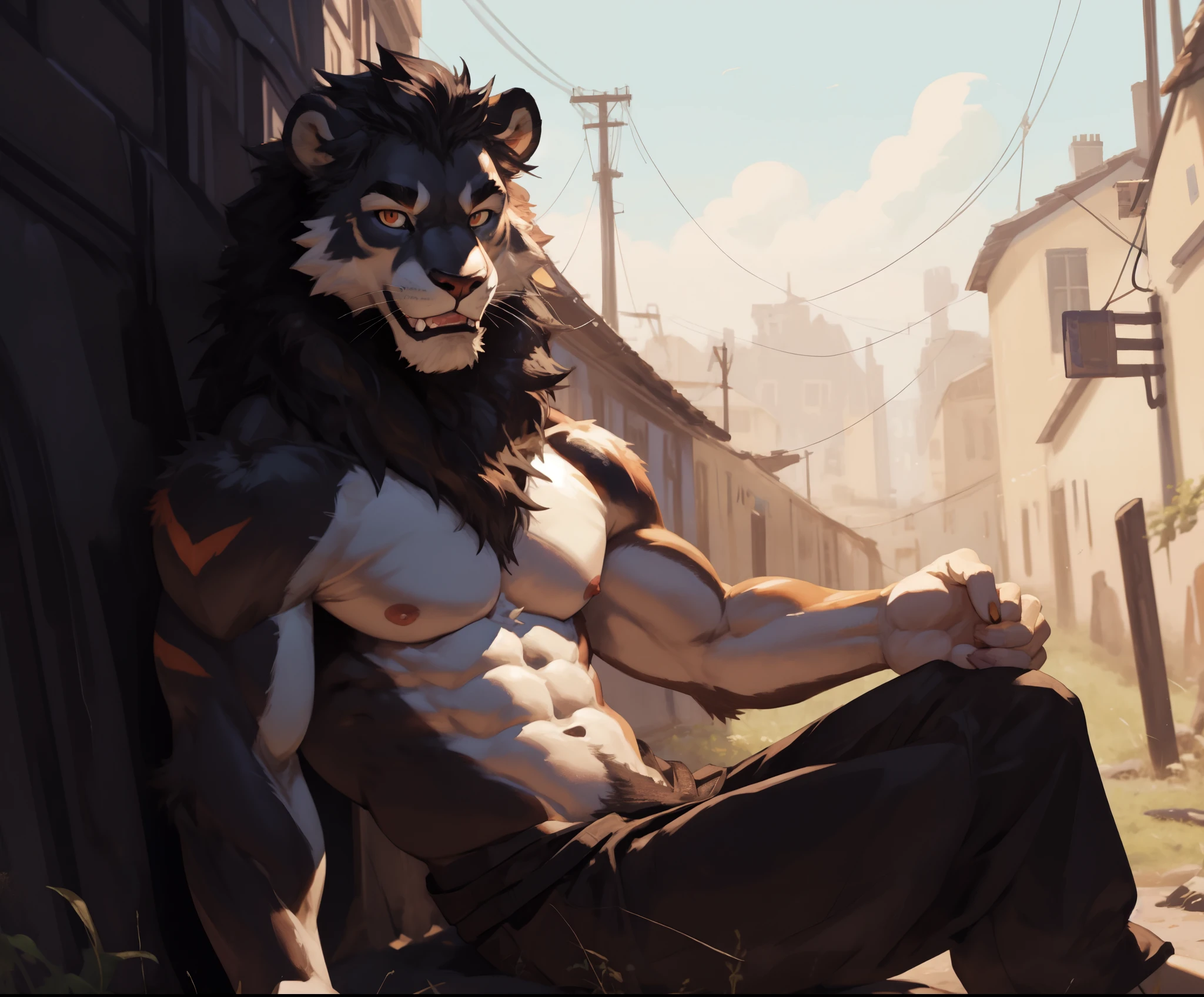 (masterpiece:1.2), best quality,pixiv,official art,perfect anatomy, (Ray tracing, light),solo, (1_male:1.3) , (muscle), (gray fur:1.4), (muscle bear), (beard:1.2), (gleaming golden eyes), Thick eyebrows, (naked:1.3) ,onsen, Japanese style , onsen ryokan, wet body, (fog:1.3) , full body, soak in the onsen ,water reflection