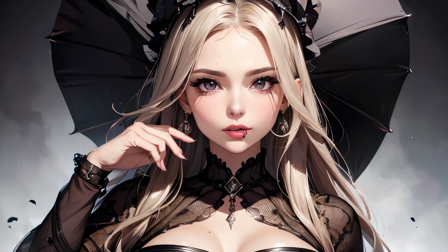 ((masterpiece, Highest quality, Very detailed, High resolution)), alone, beautiful girl, Shining Eyes, Perfect Eyes, 15 years old, Black White Gold theme,Gothic、Big hat