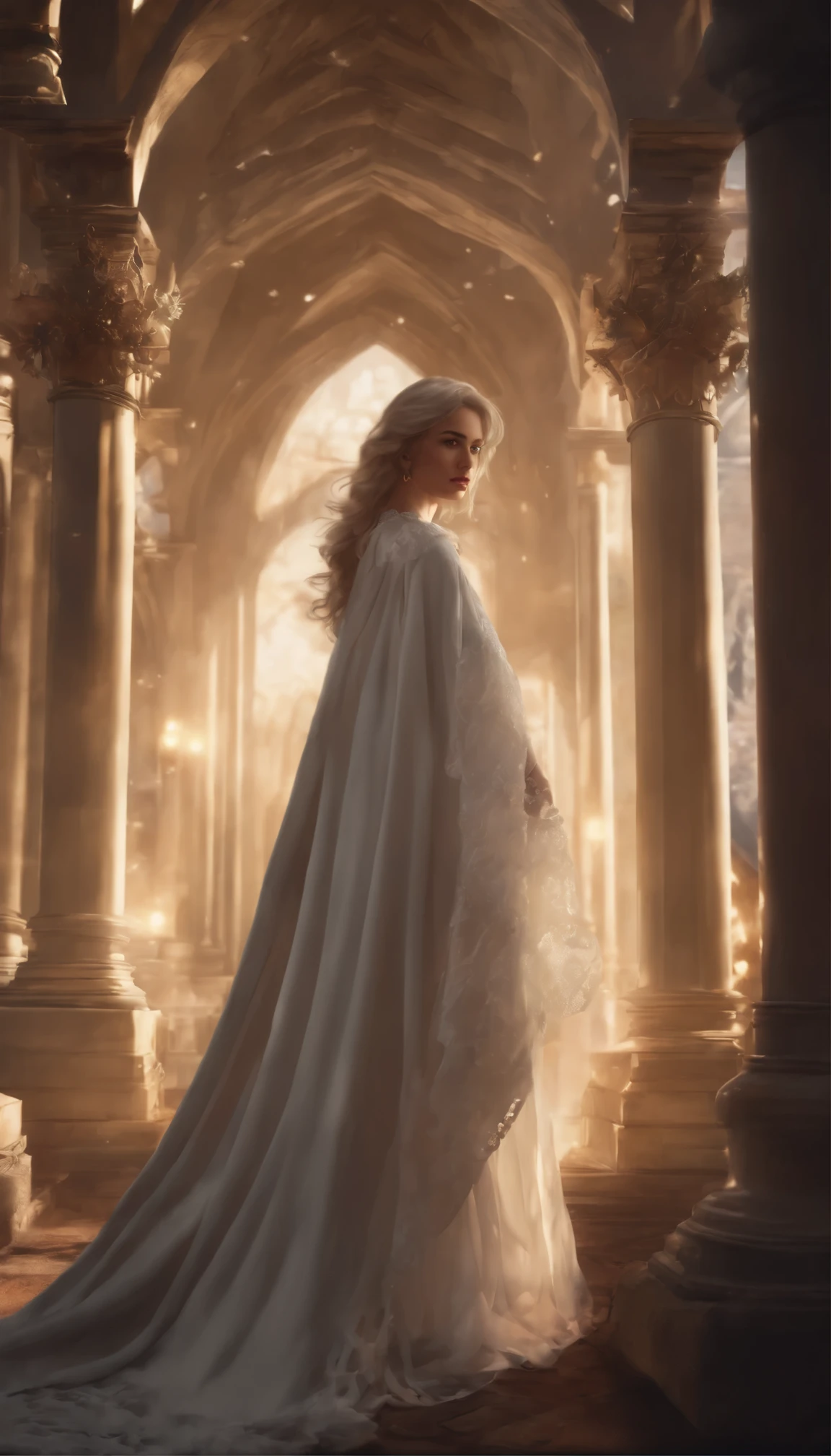 Goddess of Ghosts, Inspired by Alex Ross and Tradd Moore, Full background, Portrait, Exquisite detail, Natural light, global illumination, uplight f/1.8, Beautiful illustration, flat colors, animecore, realistic hyper-detailed portraits. High Resolution, fantasy style, traditional european clothing, realistic illustration, horror, eerie, Solinari, muted colors, detailed scenery, soft brushwork, Kawacy, ((in the style of 90s manga)), high-keyed palette, akira toriyama, enki bilal, uhd image, split toning, gauze, crochet lace, Persona 5, Drakengard, Chrono Trigger, Terranigma, Tales of