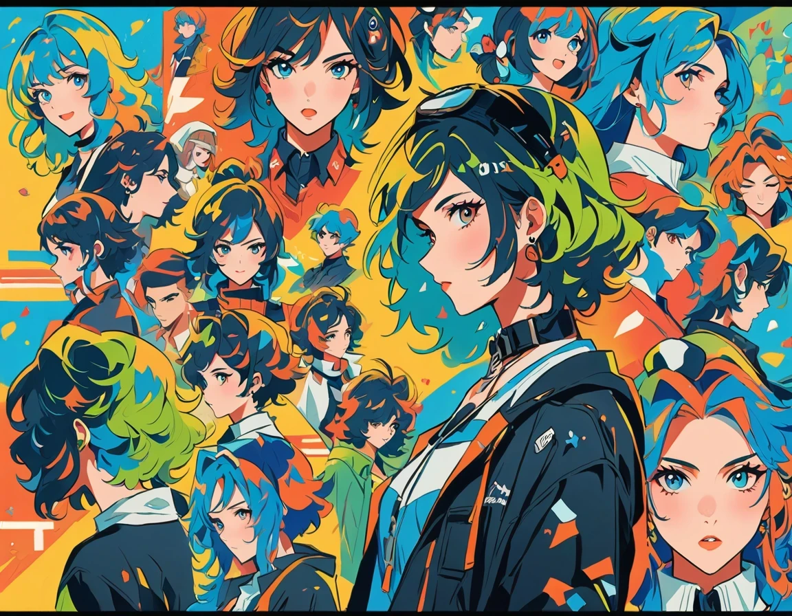 graffiti art，Mo flinches，wilderness，pintura com Mo flinches，abstract，colorful，idea，low energy, depression in young people, publish creation,modern aesthetic,Contemporary interpretation,Be bold, japanese manga