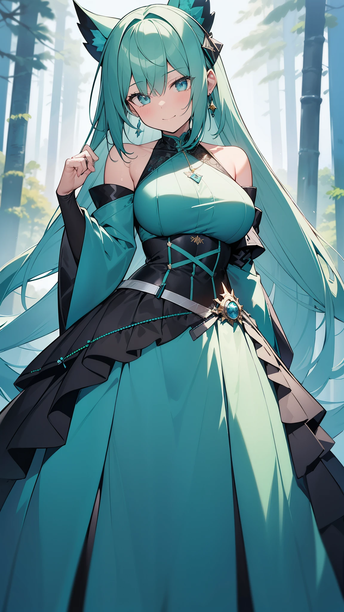 happy girl, in the center, looking at camera, approaching perfection, dynamic, (with shades of blue ((forest green 1.5)))), very detailed, digital painting, artステーション, コンセプトart, Smooth, sharp focus, figure, art:Carne Griffith and Vadim Kashin, detailed face, 4k
