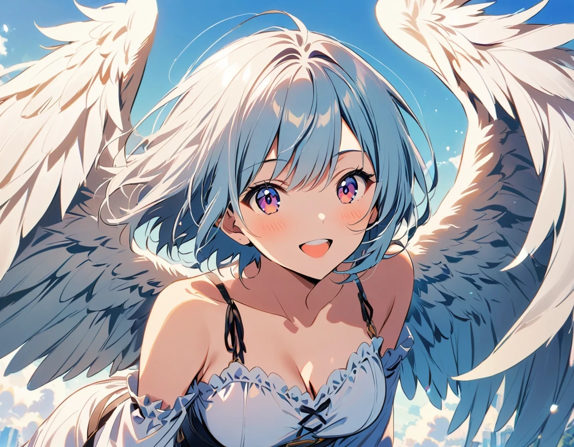 cloth,Big deal_Chest,short hair ,feathered wings