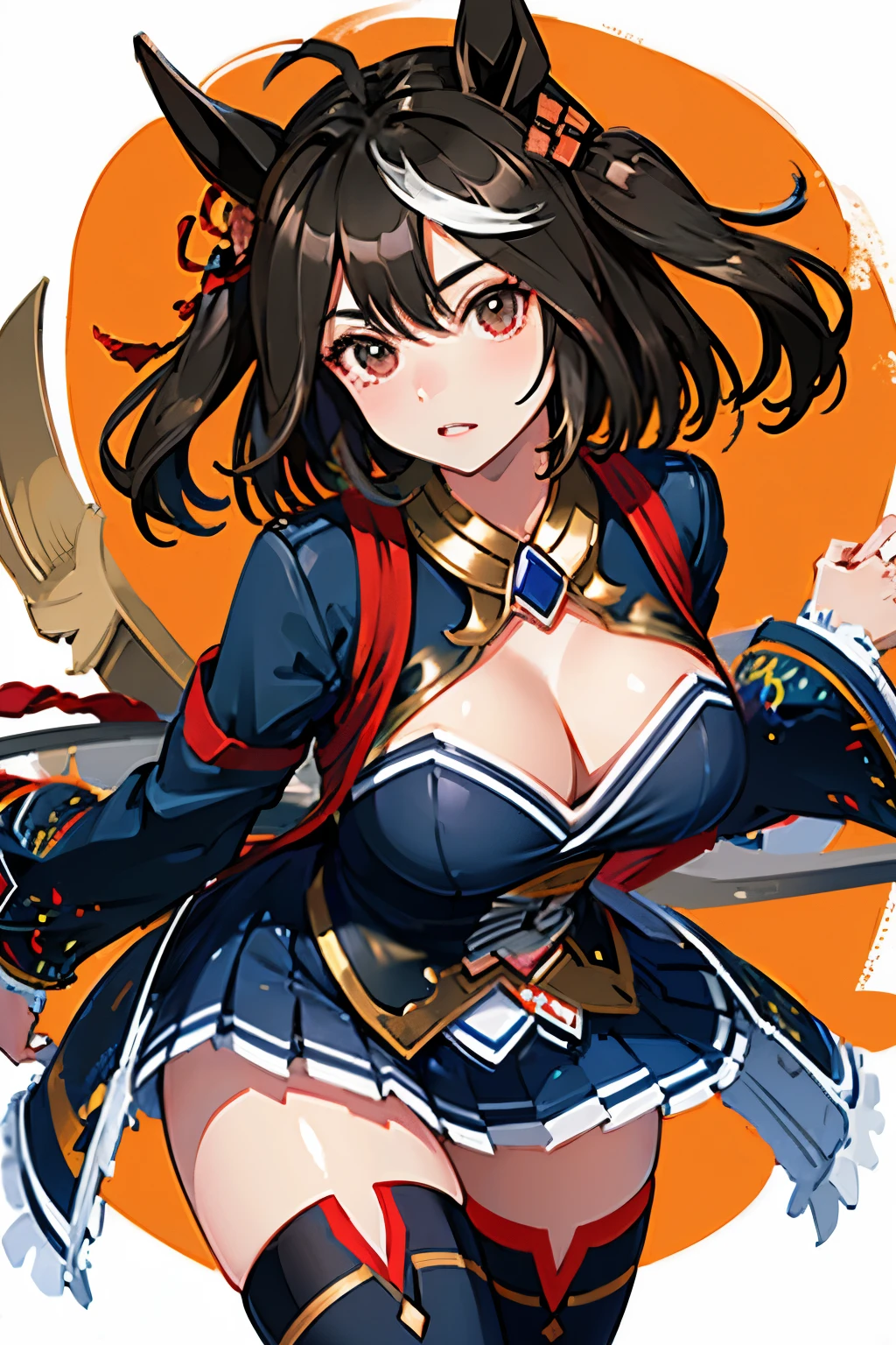 Masterpiece Top quality Kitasan black Fair skin Beautiful skin Thighs Breasts Realistic texture Real light reflection Gloss Top quality Cleavage