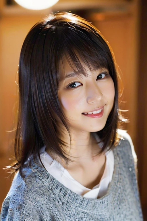 Kasumi Arimura(8K, Raw photo, highest quality, masterpiece:1.2), (realistic, photo-realistic:1.37), Super detailed, ultra high resolution,1 girl,looking at the viewer,beautiful and detailed face,smile,narrow,(slim waist:1.3),shirt, Beautiful and smooth skin, skin texture, floating hair,professional lighting,