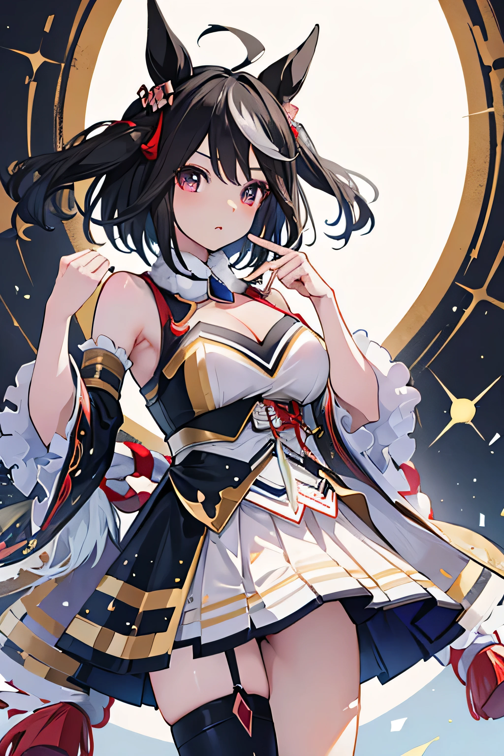 Masterpiece Top Quality Kitasan Black Fair Skin Beautiful Skin Thighs Chest Realistic Texture Real Light Reflection Gloss Top Grade Cleavage Cute Attractive Uma Musume Perfect Costume Kitasan Black&#39;competition uniform