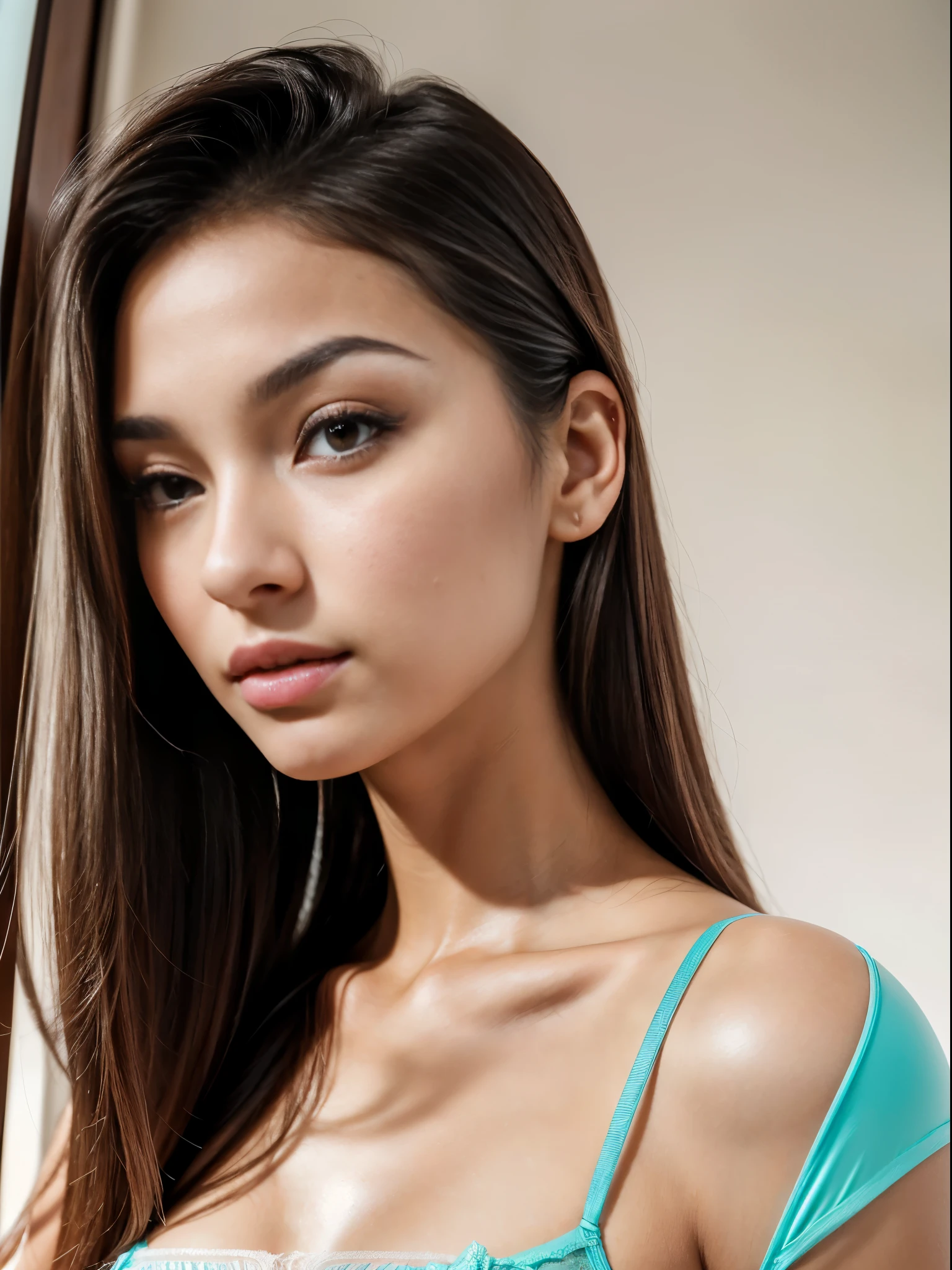 masterpiece, best quality, solo, 1girl, luminous skin, hoop earrings, glamorous, whimsical details, slicked hair, mesmerizing, bare shoulder, crop top, long pants, shallow depth of field, contrapposto, professional model, face front, portrait japan asian girl, adult girl, black hair, loose hair, full face looks into the camera, full face, eyes looks into camera, (neutral expression) bad girl face, studio lighting, masterpiece, best quality, solo, 1girl, luminous skin, ultra textured skin, hoop earrings, ultra glamorous, whimsical details, slicked hair, mesmerizing, bare shoulder, white crop top, white long pants, shallow depth of field, contrapposto, professional model, face front, portrait, white background