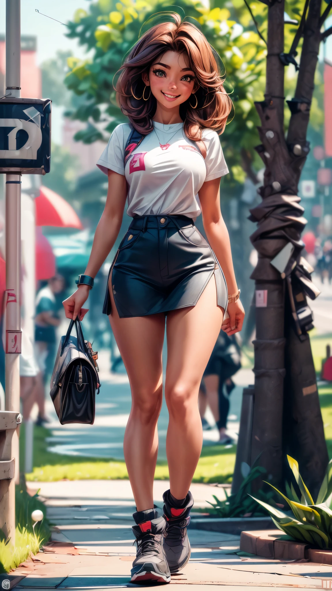 (best quality,4k,8k,highres,masterpiece:1.2),ultra-detailed, College Girl walking around college campus, strutting her stuff, Smiling and laughing, Flirting with the viewer, HDR, 8k, absurdres, cinestill 800, sharp focus, add_detail:3 (solo woman)